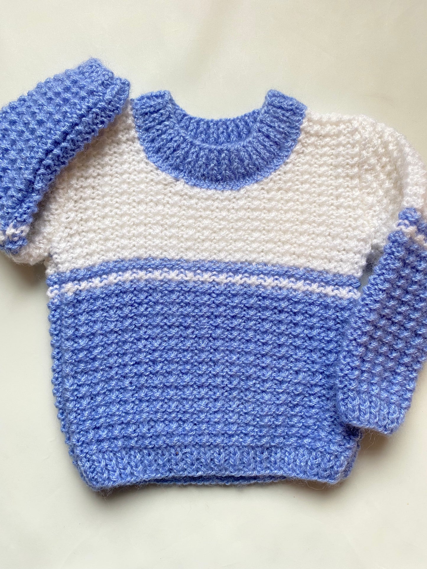 Dusty Blue and White Colourblock Jumper (2-3 years)