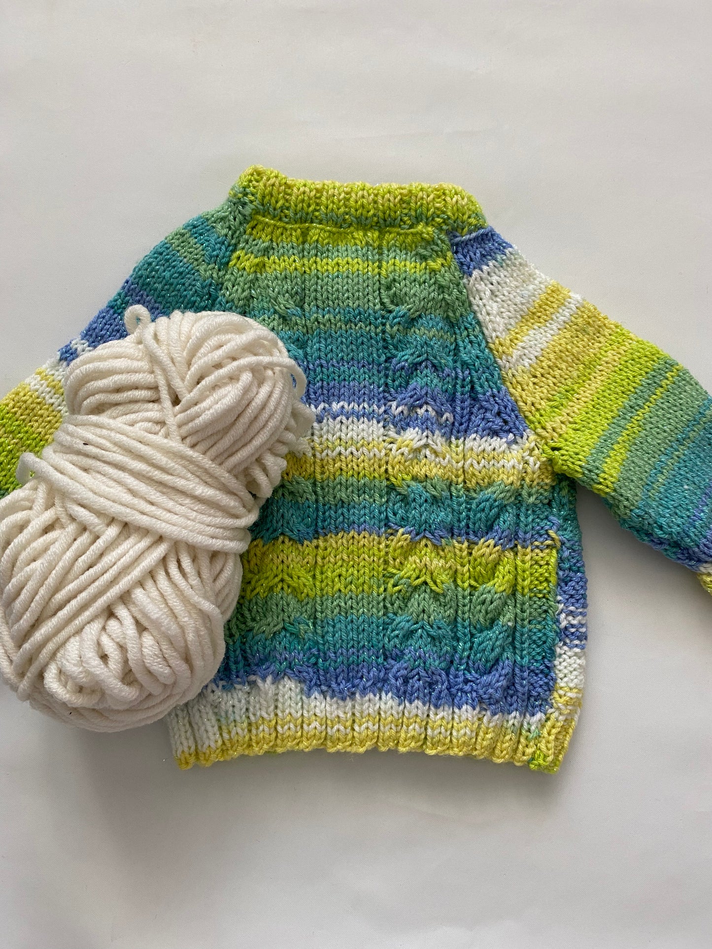 Spacedyed Stripe Cable Cardigan (0-3 months)