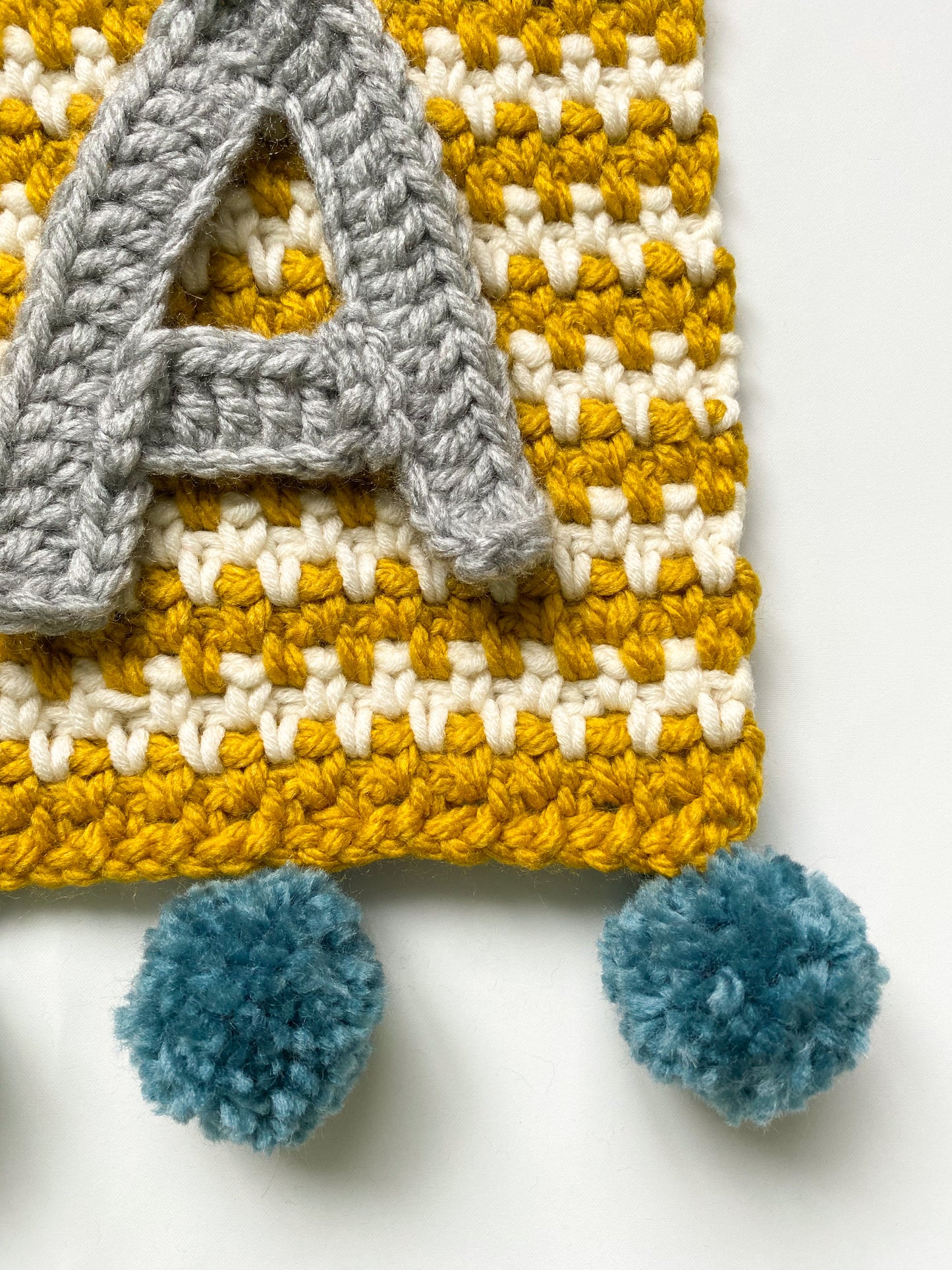 Mustard and Ecru Stripe Crochet Banner