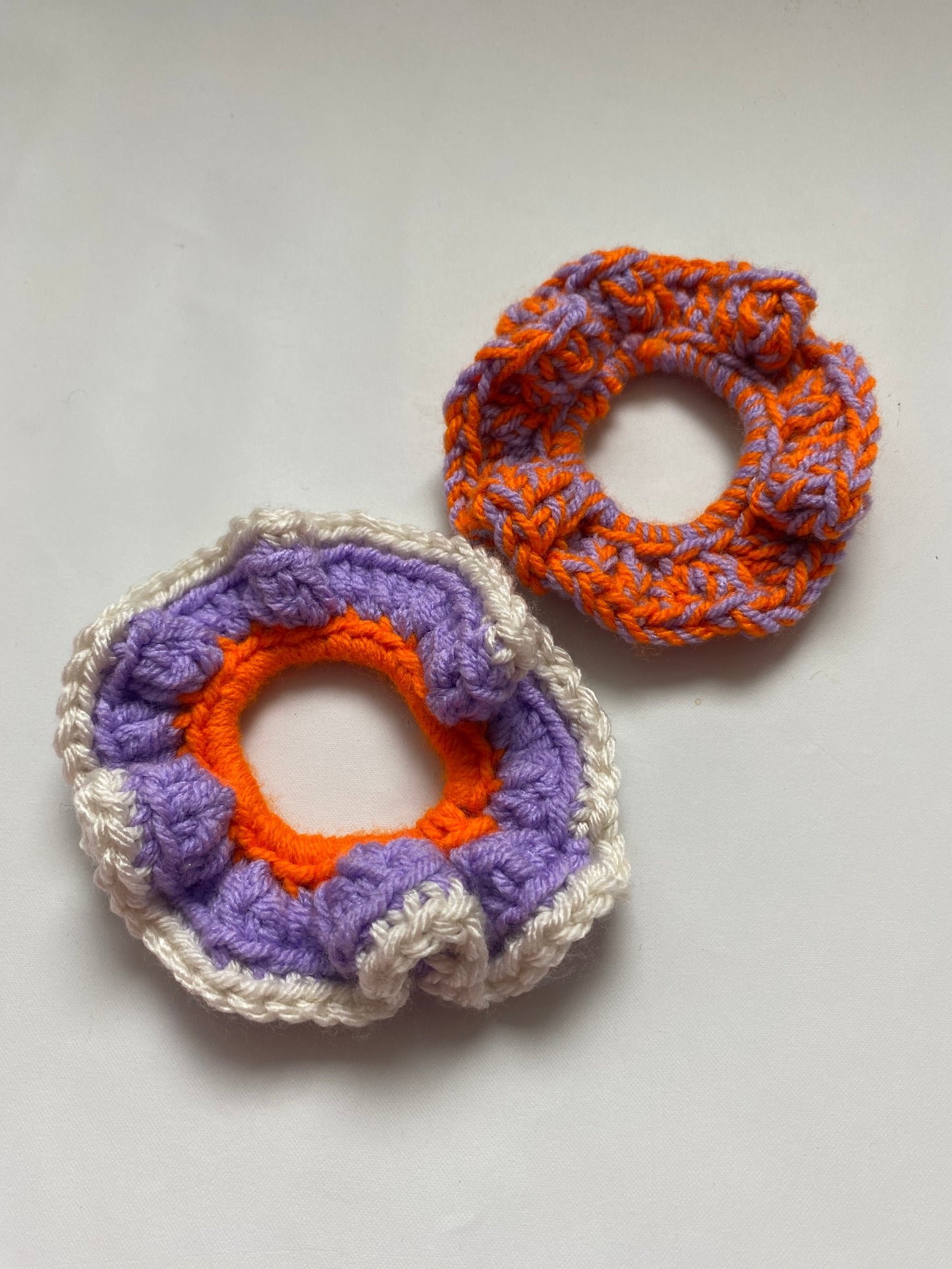 Oversized crochet scrap yarn Scrunchies