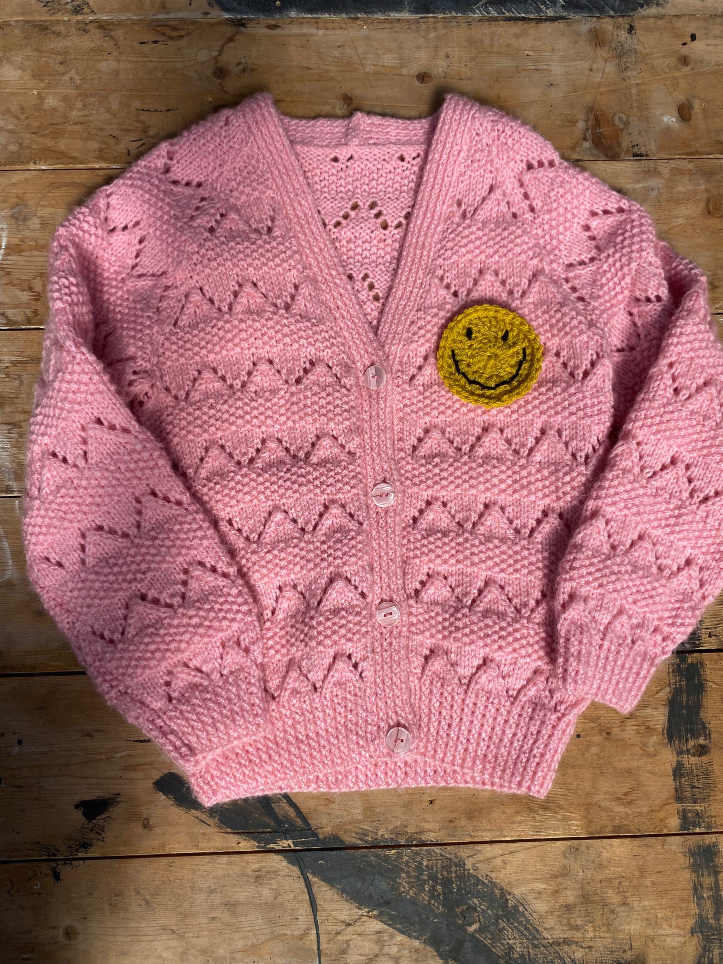 Dusty pink pointelle stitch cardigan (4-5 years)