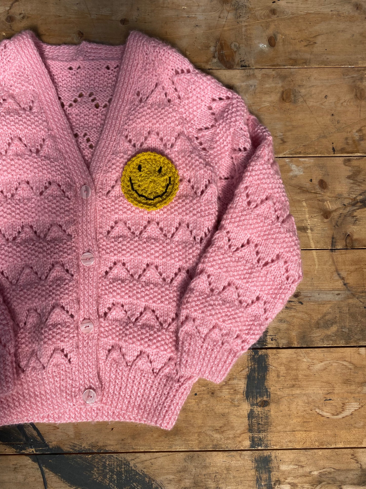 Dusty pink pointelle stitch cardigan (4-5 years)