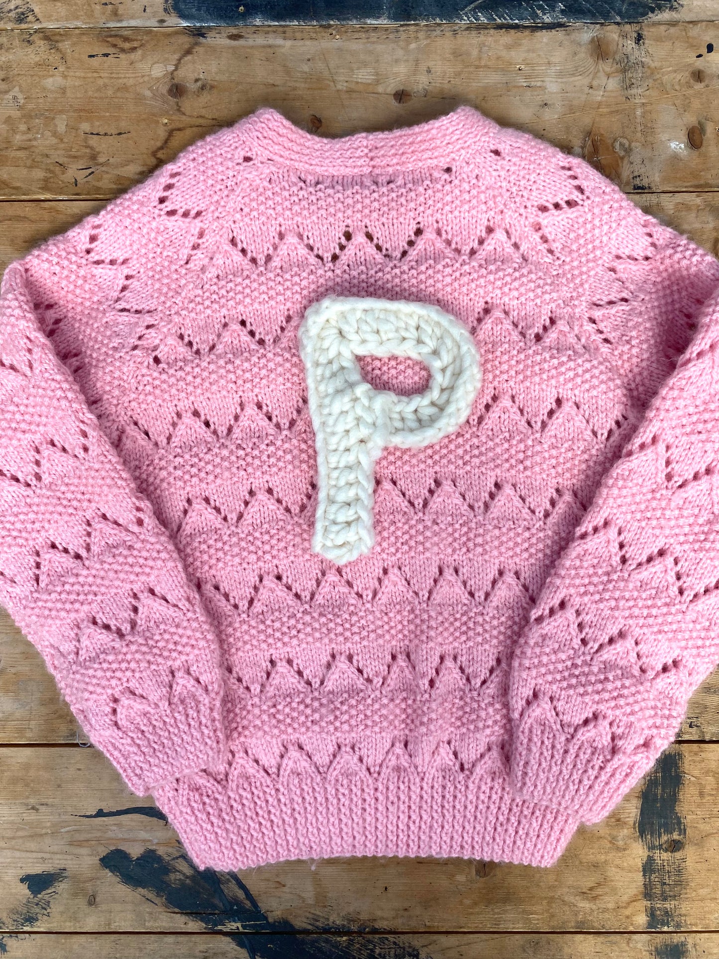 Dusty pink pointelle stitch cardigan (4-5 years)