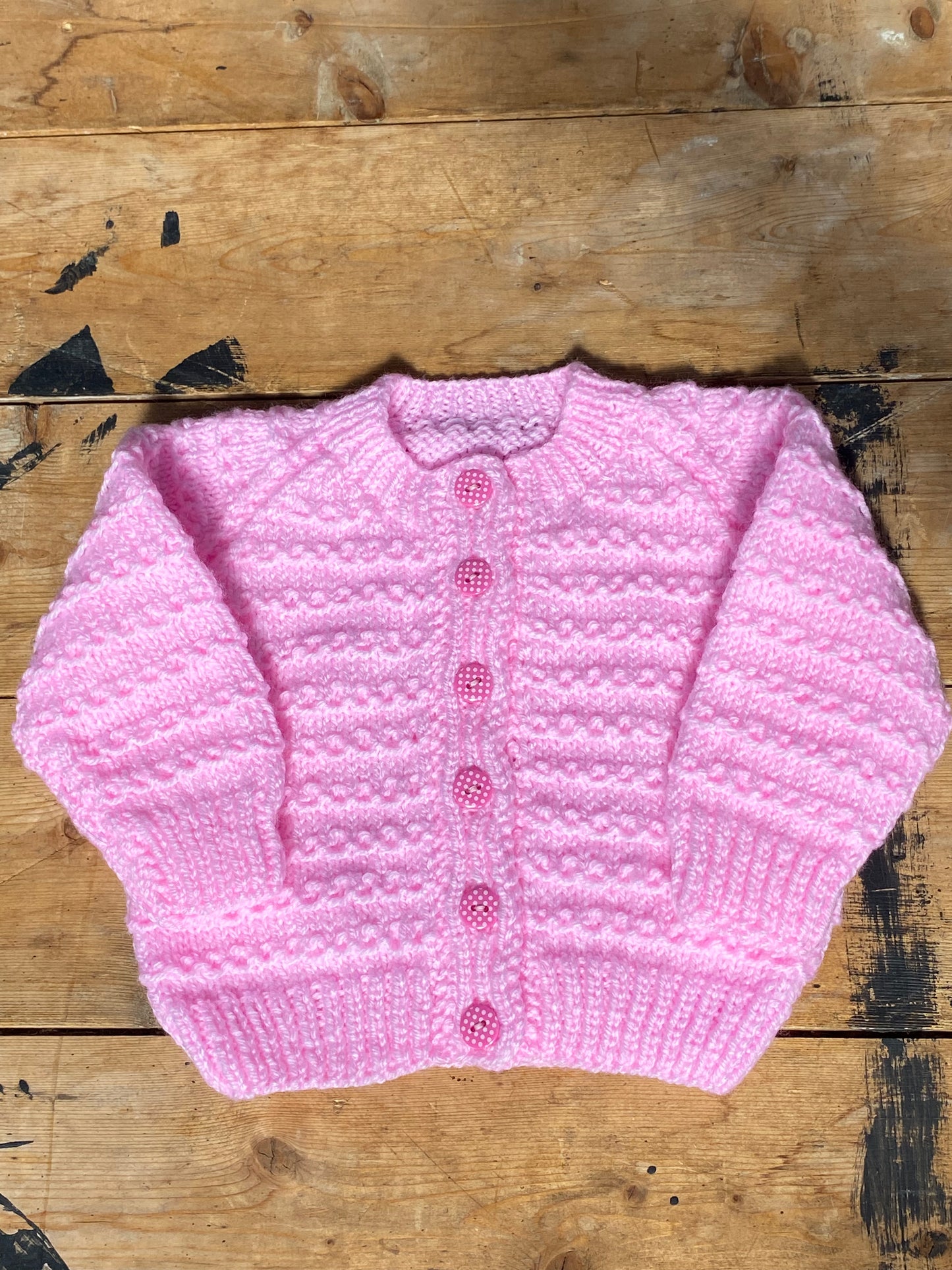 Pink textured stitch cardigan (3-6 months)