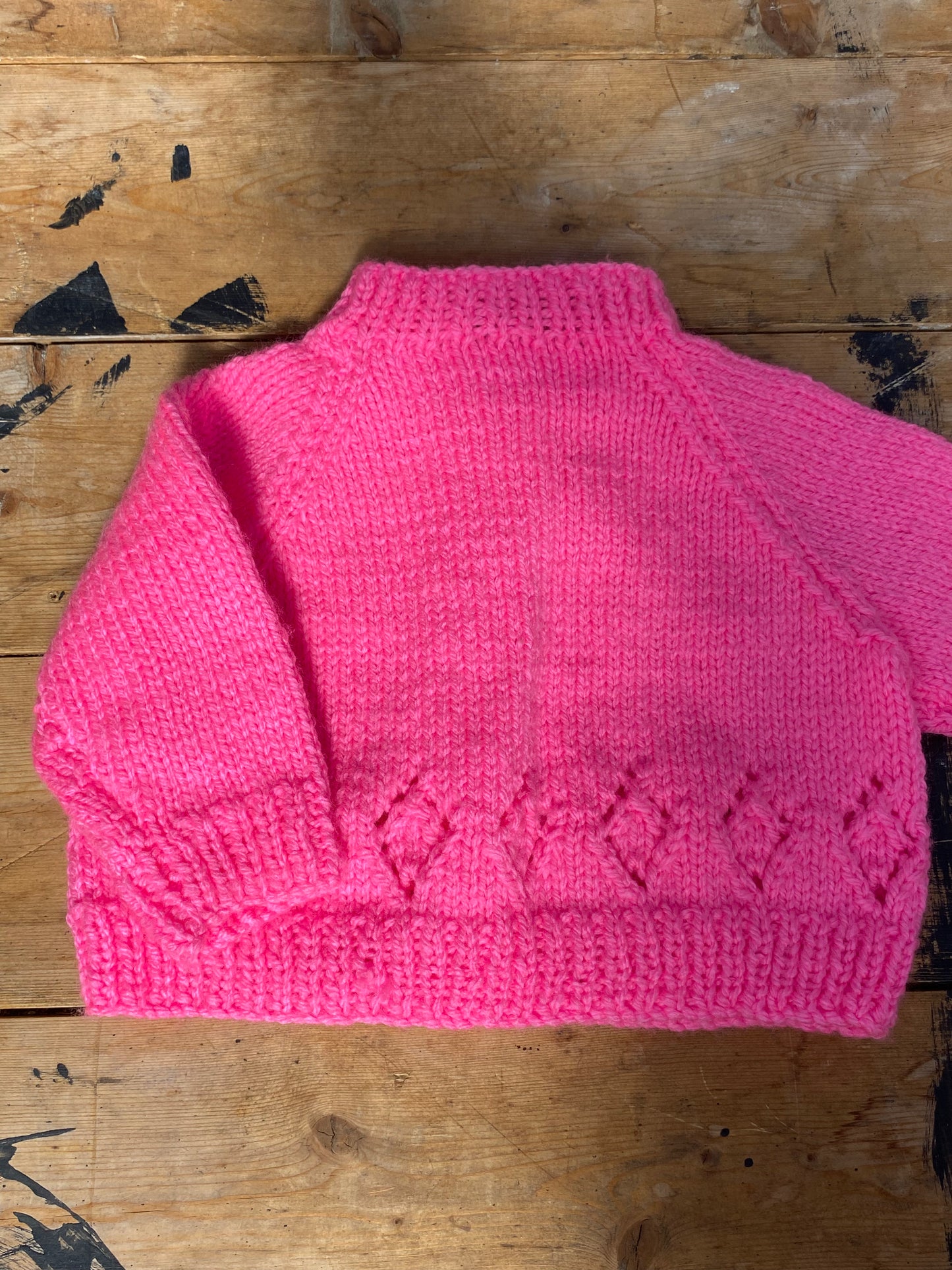 Neon pink pointelle stitch cardigan (3-6 months)