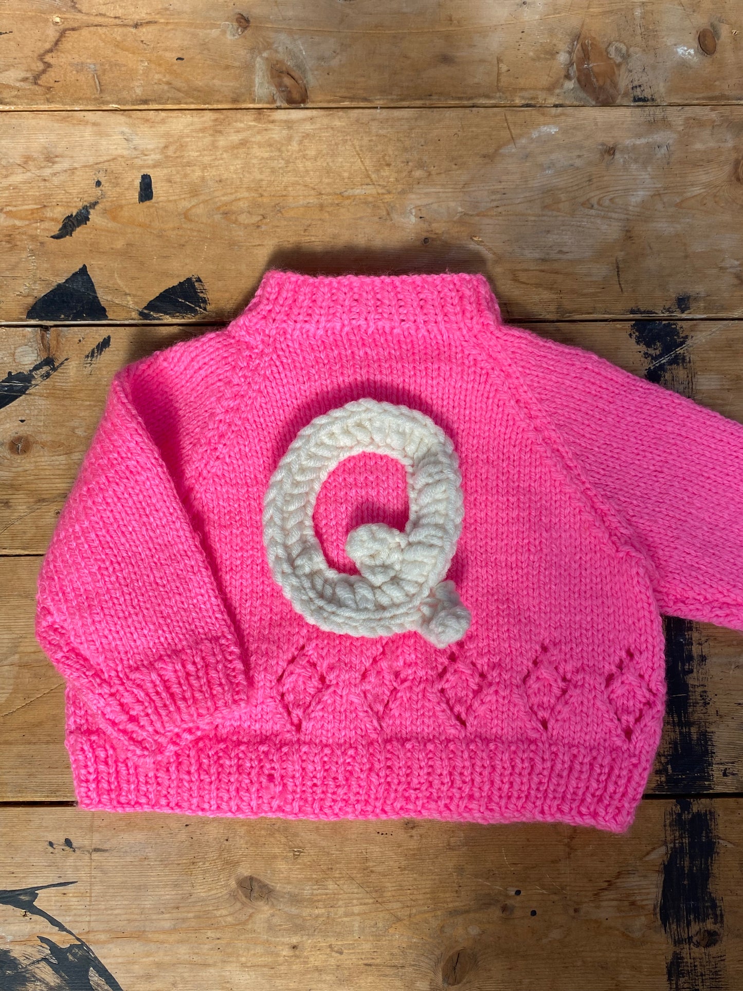 Neon pink pointelle stitch cardigan (3-6 months)