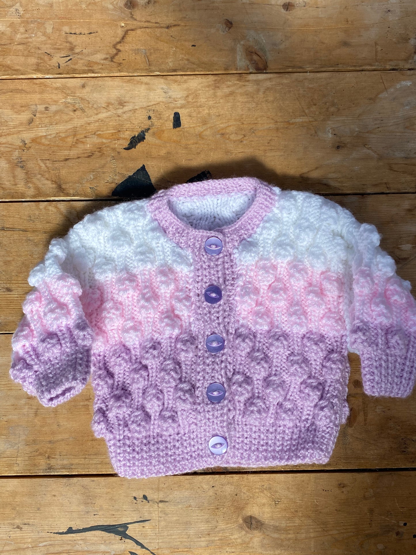 Pastel bobble stitch cardigan (0-3 months)