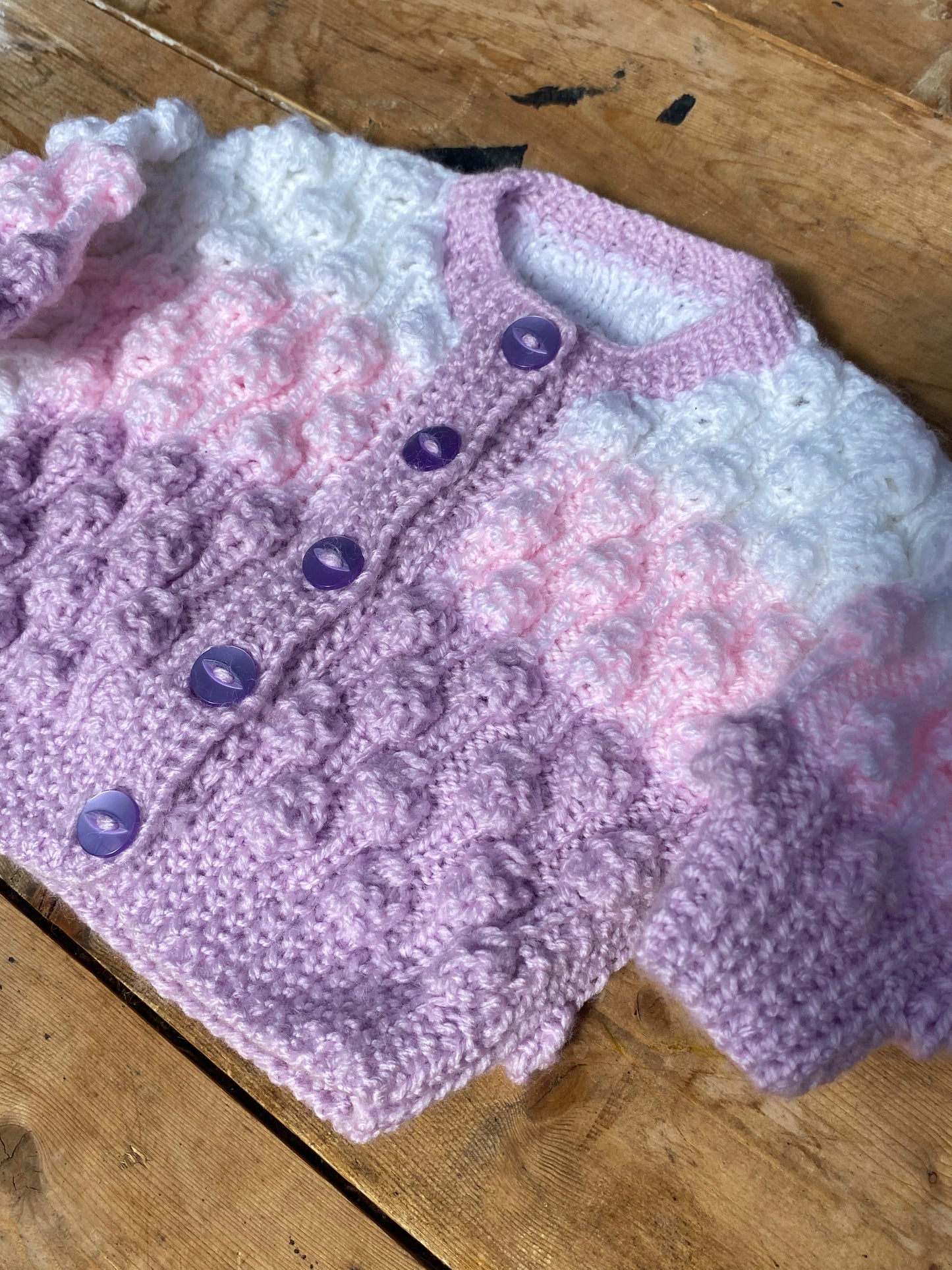 Pastel bobble stitch cardigan (0-3 months)