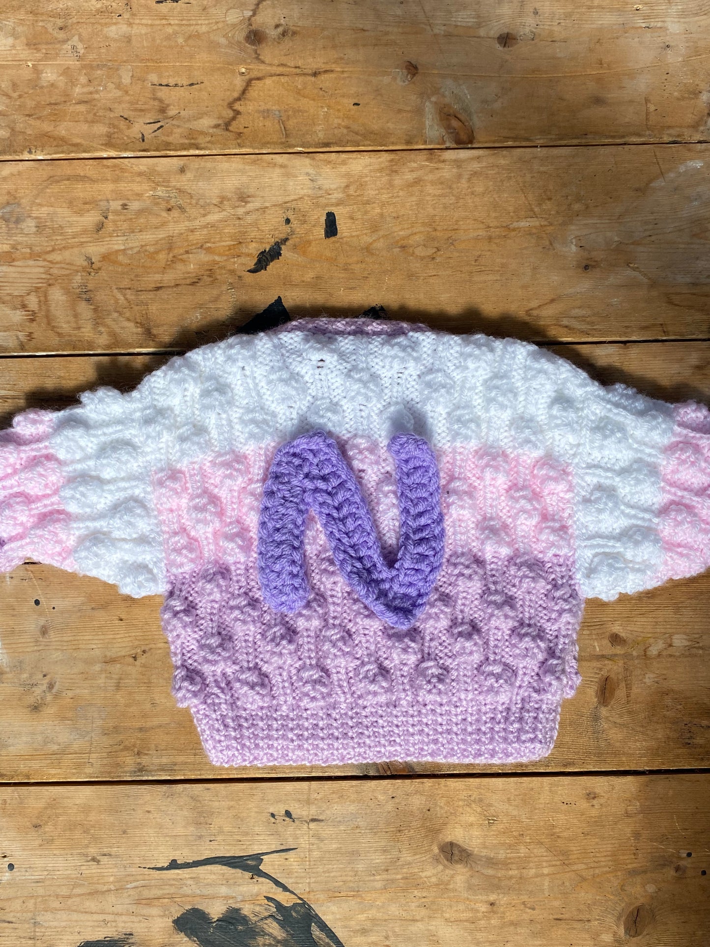 Pastel bobble stitch cardigan (0-3 months)