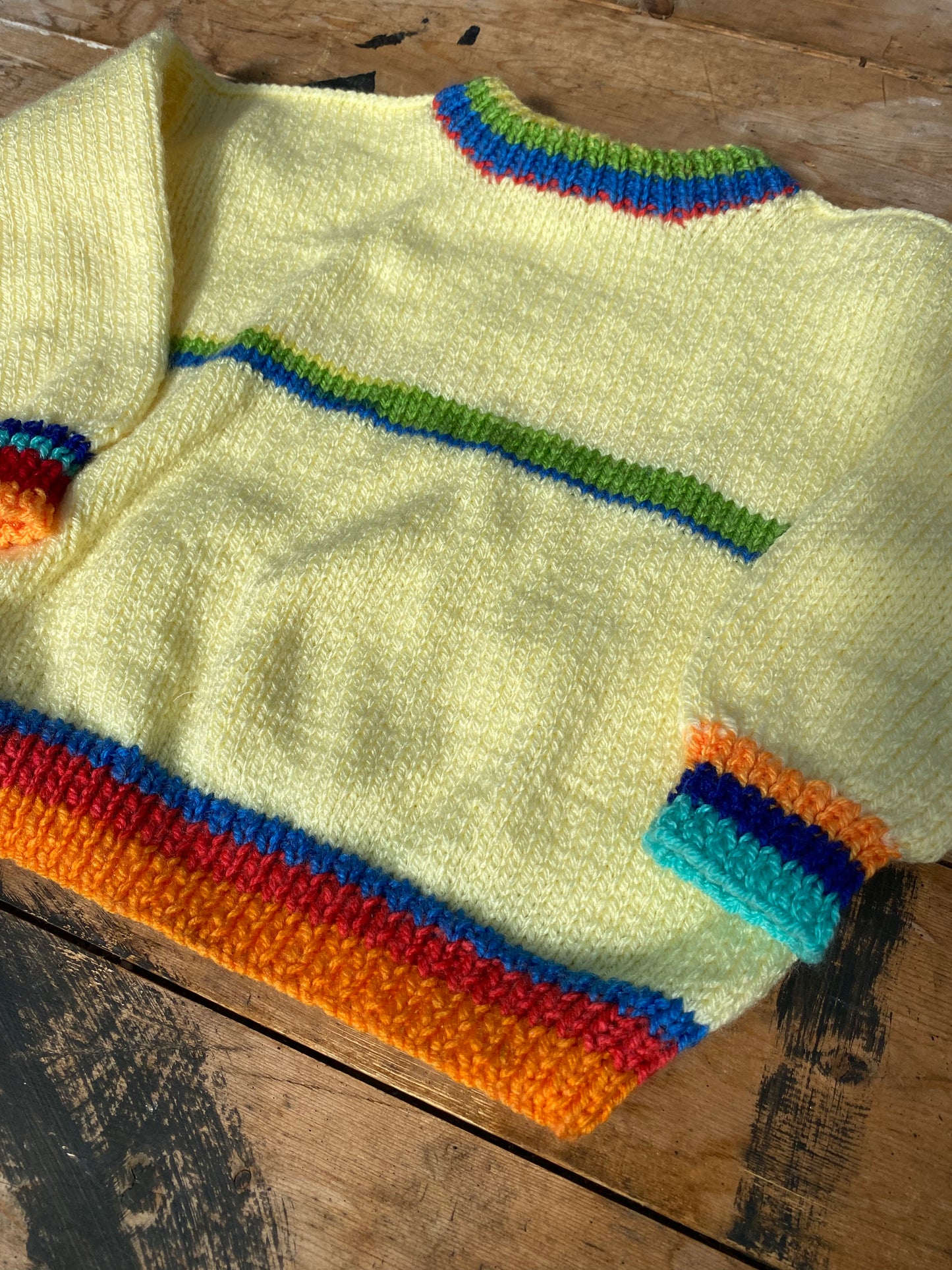 Soft yellow rainbow stripe jumper (18-24 months)