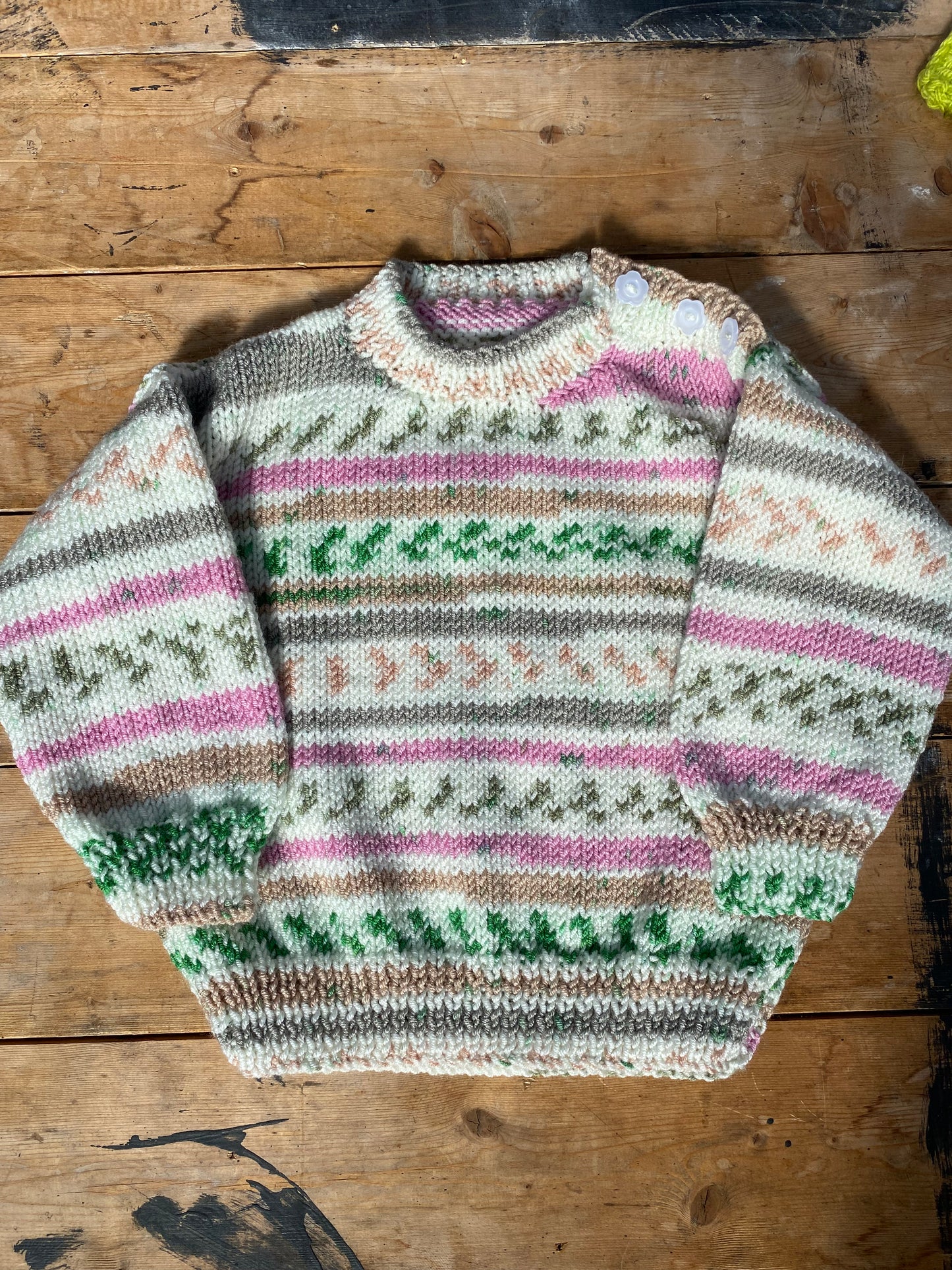 Pink and green space dyed jumper (2-3 years)