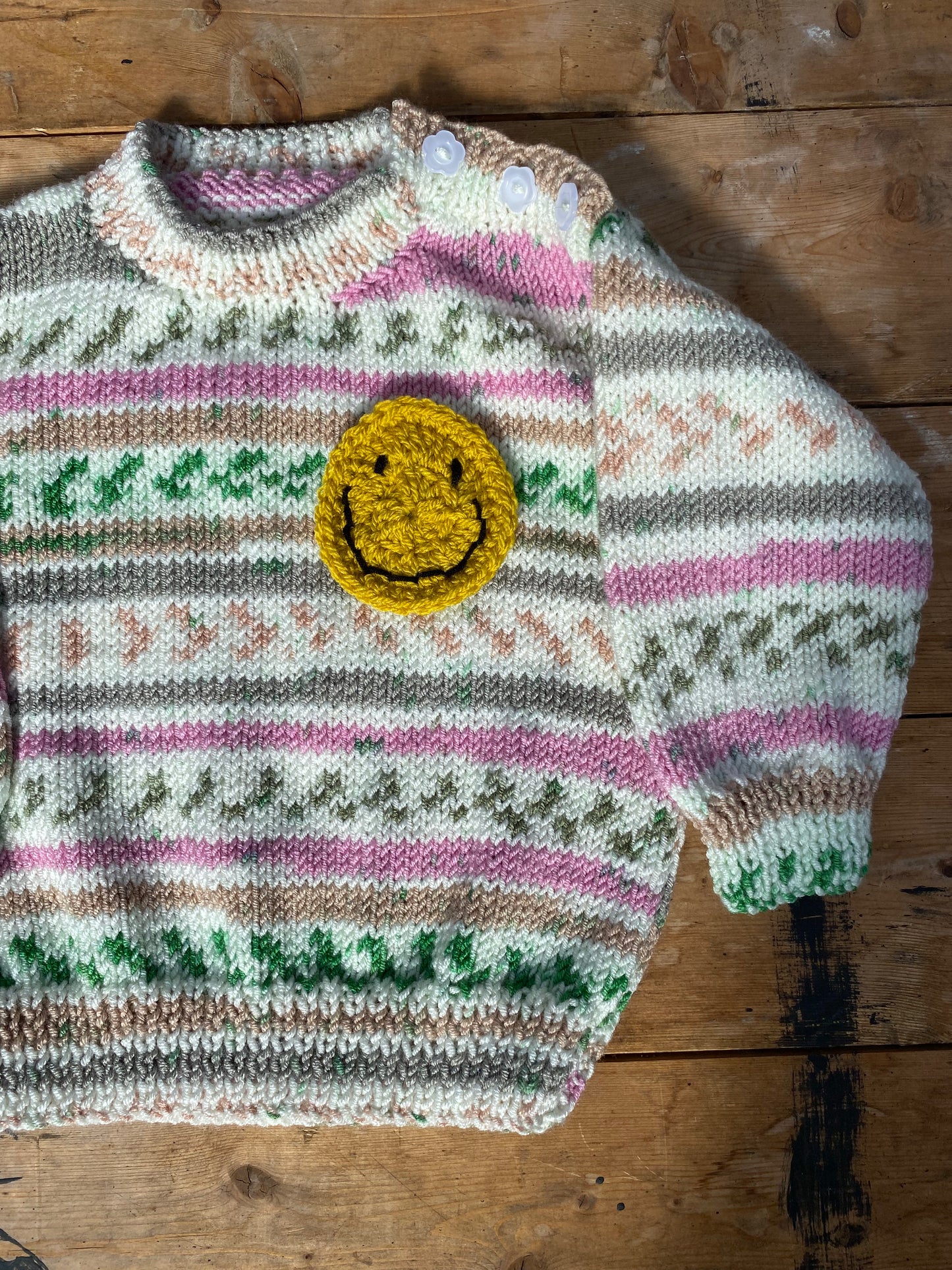 Pink and green space dyed jumper (2-3 years)