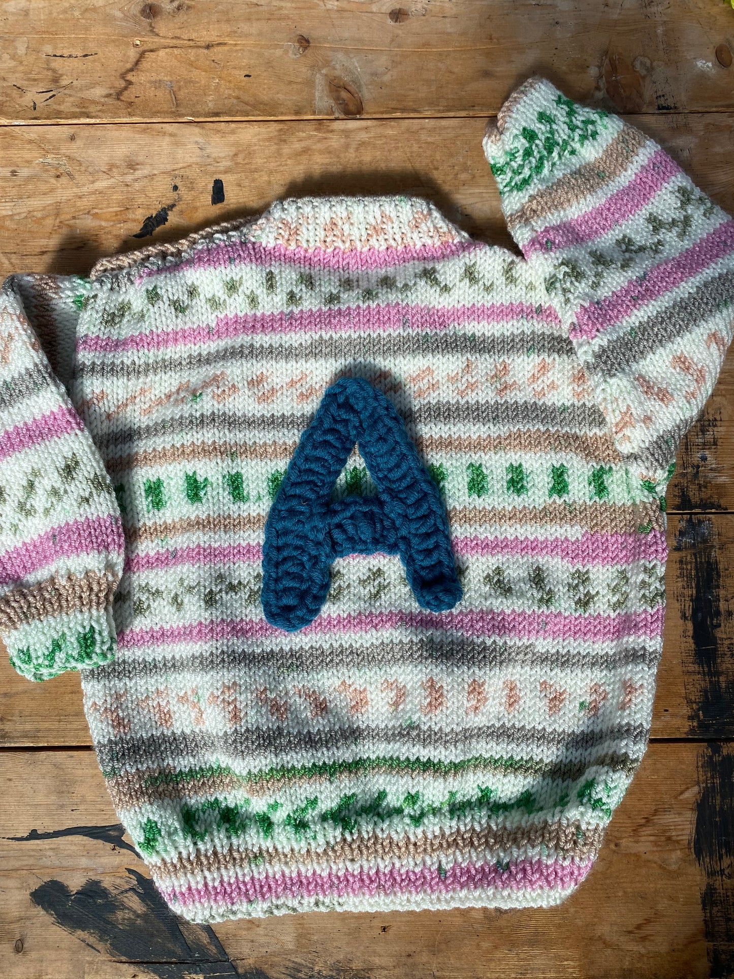 Pink and green space dyed jumper (2-3 years)
