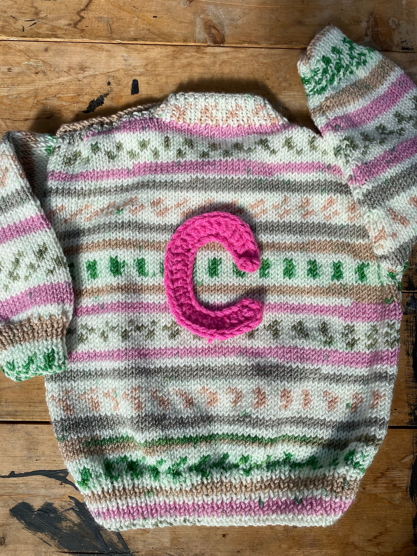 Pink and green space dyed jumper (2-3 years)