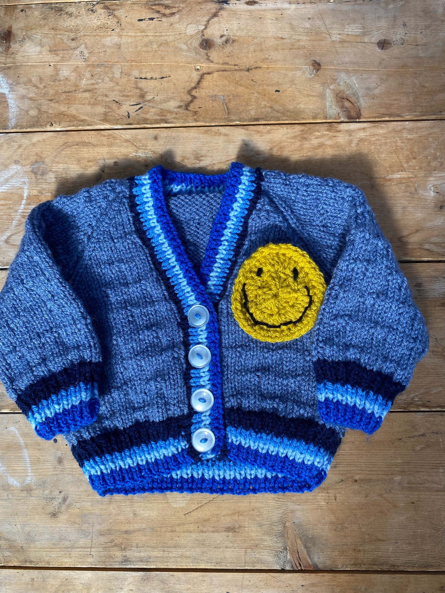 Blue tipping stripe cardigan (0-3 months)