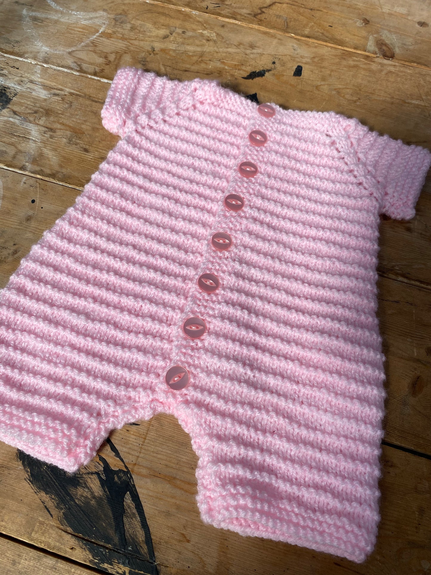 Soft pink textured stitch romper (0-3 months)