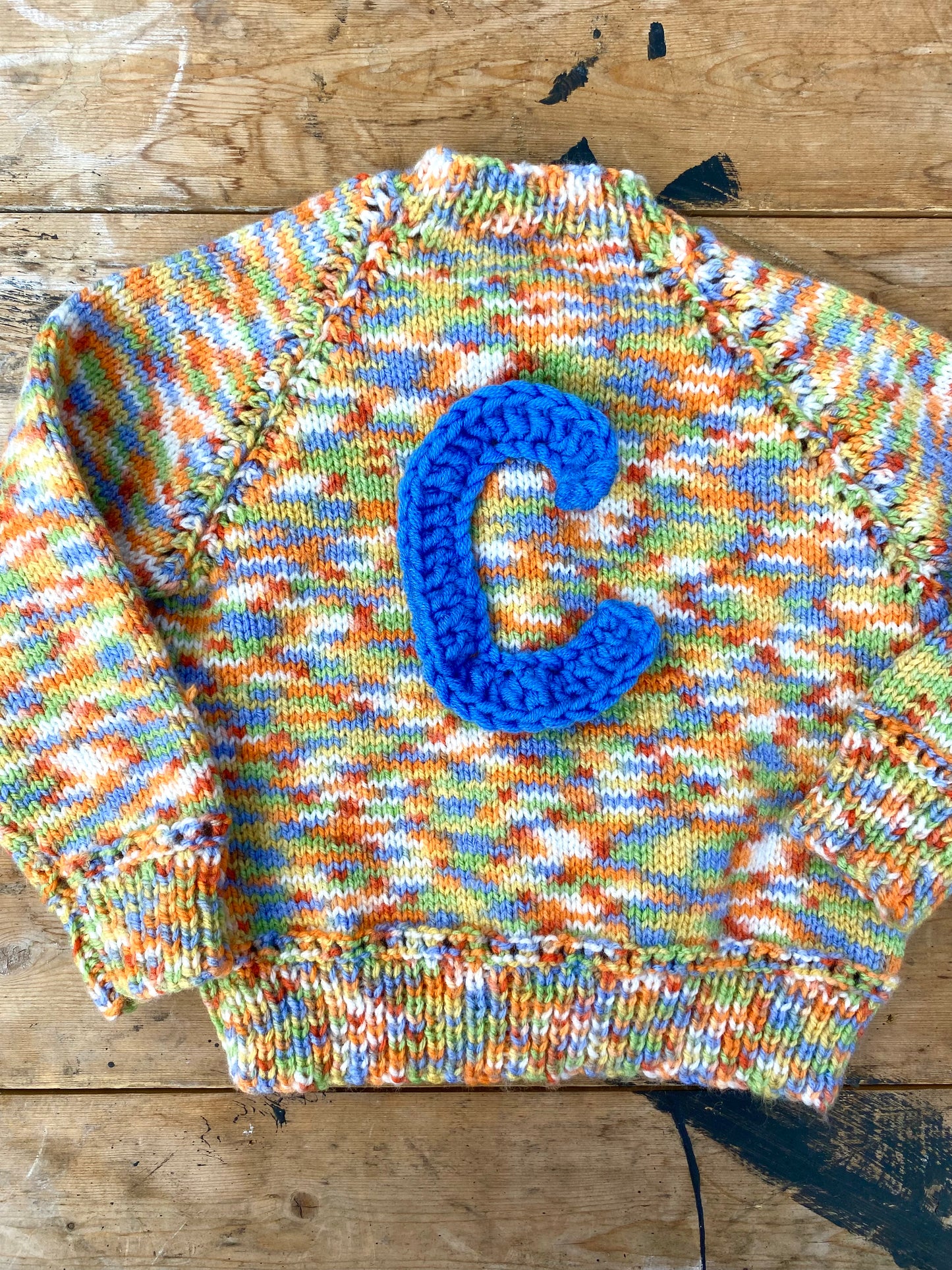 Multi colour space dyed cardigan (2-3 years)