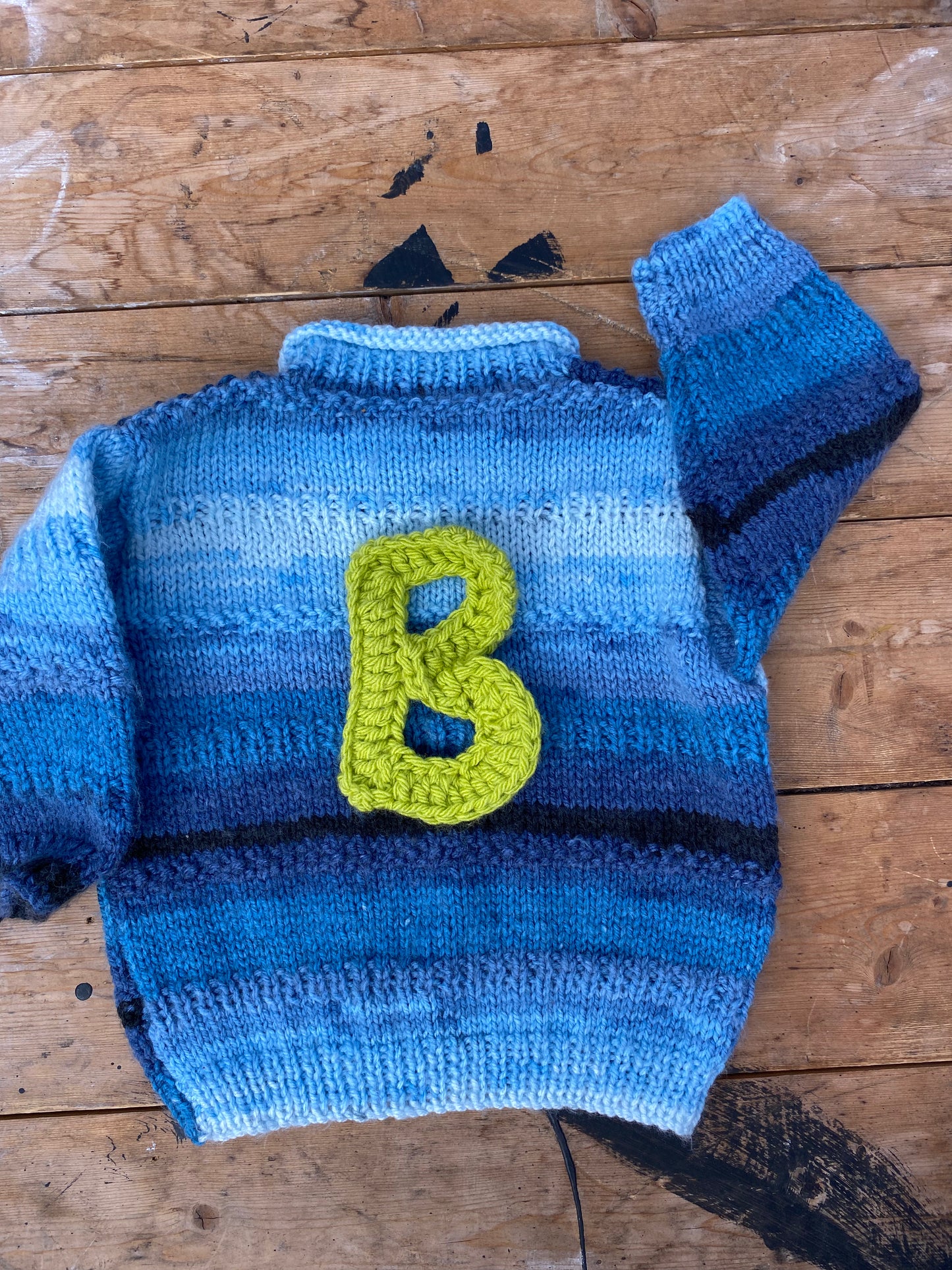 Tonal blue space dyed jumper (6-12 months)