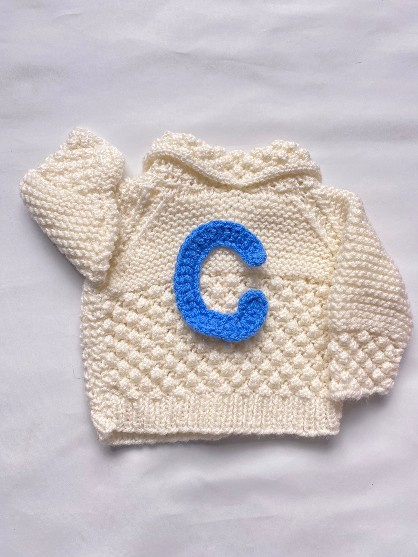 Ecru textured stitch collared Cardigan (0-3 months) *Marker*