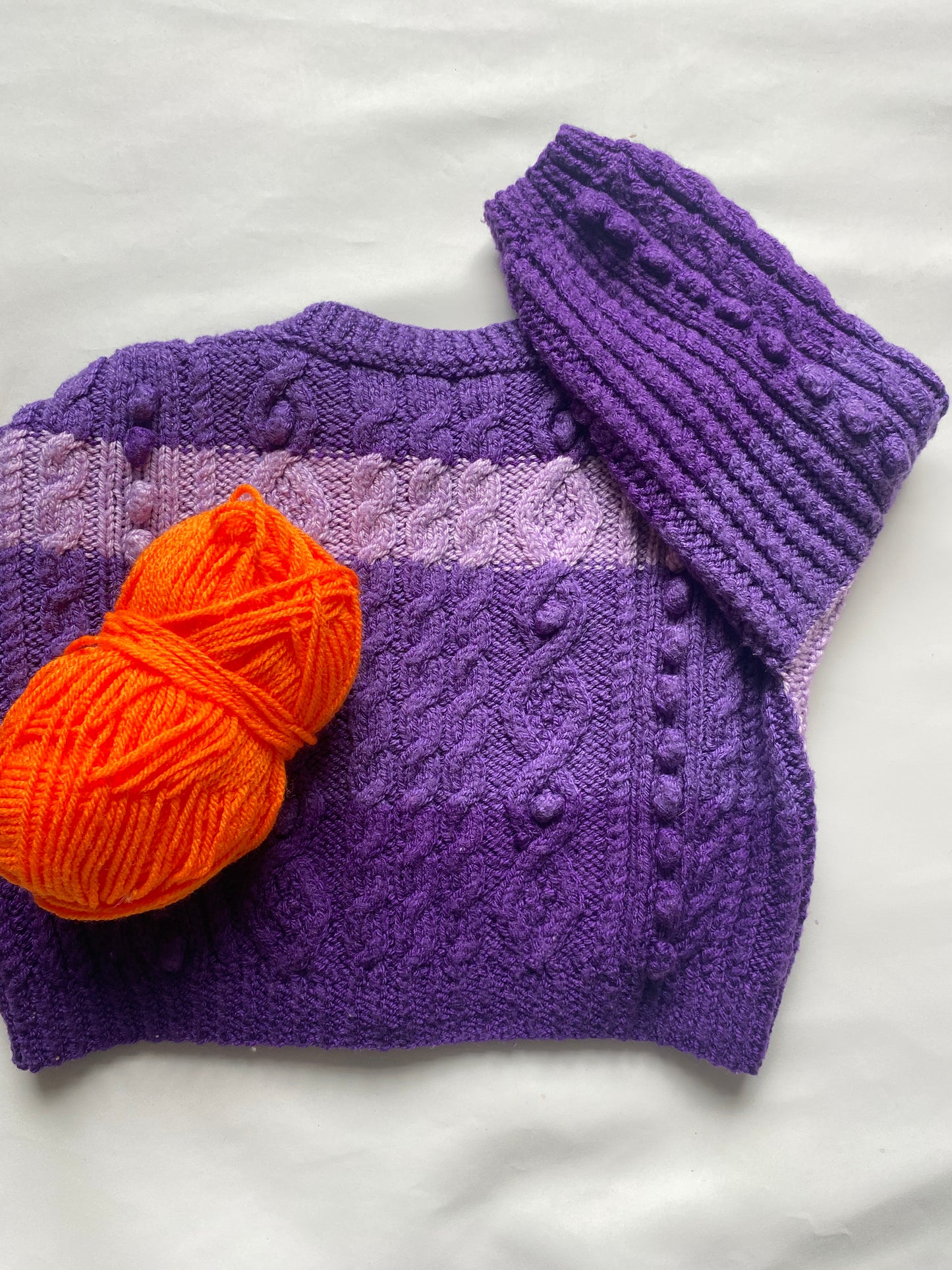 Purple patchwork cable Cardigan (18-24m)