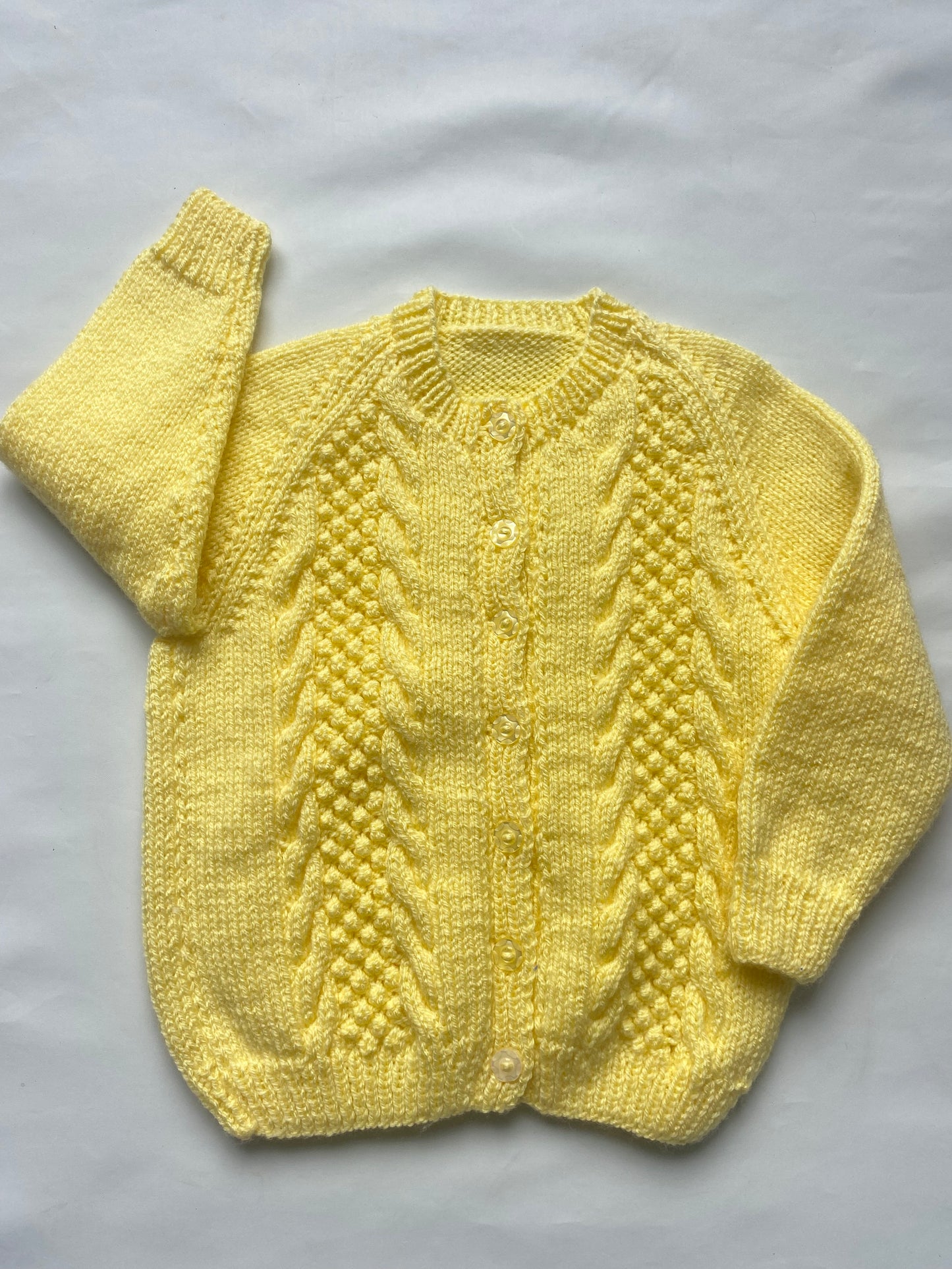 Lemon yellow cable stitch Cardigan (3-4 years)