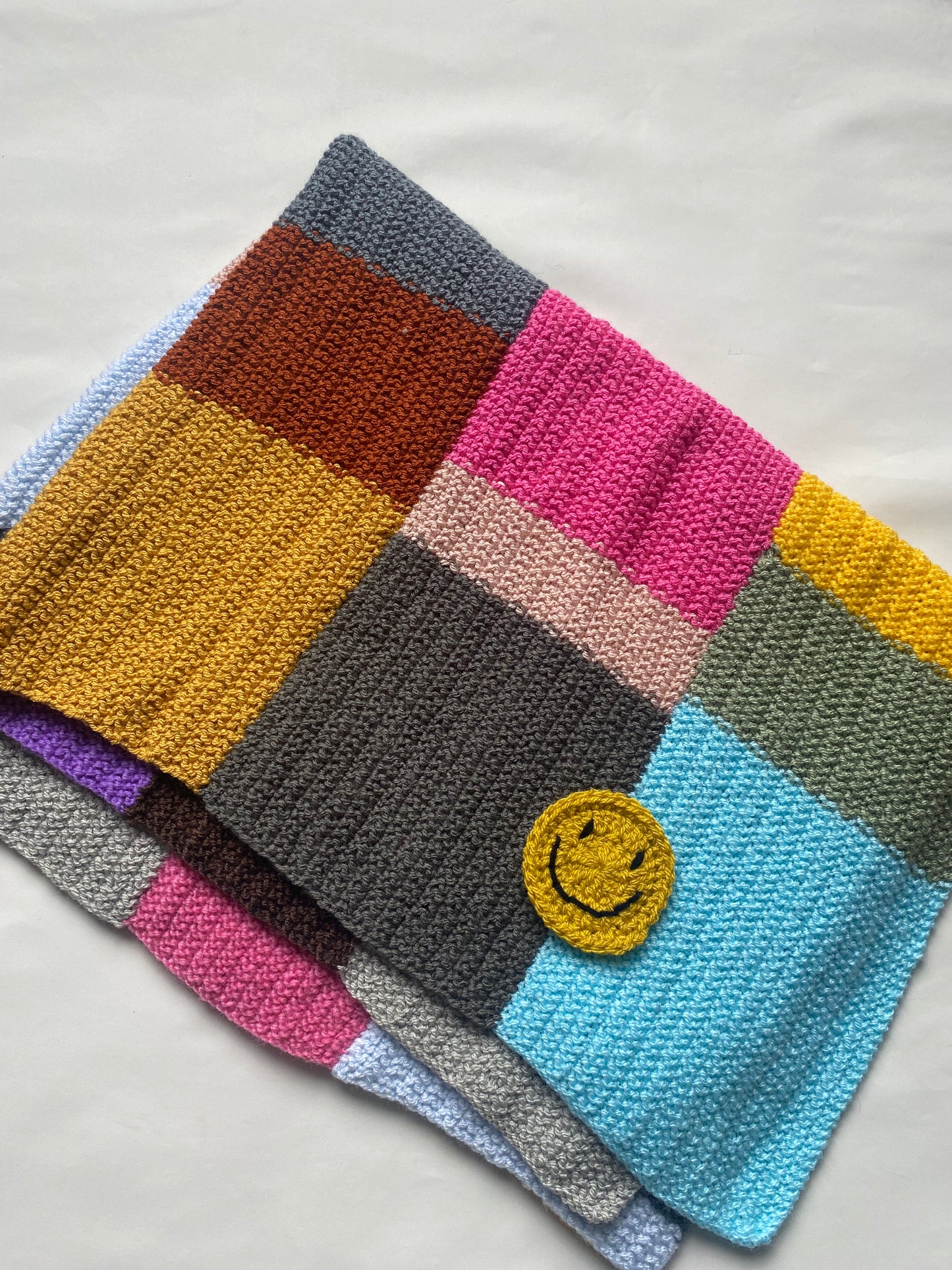 Patchwork rainbow knit Blanket