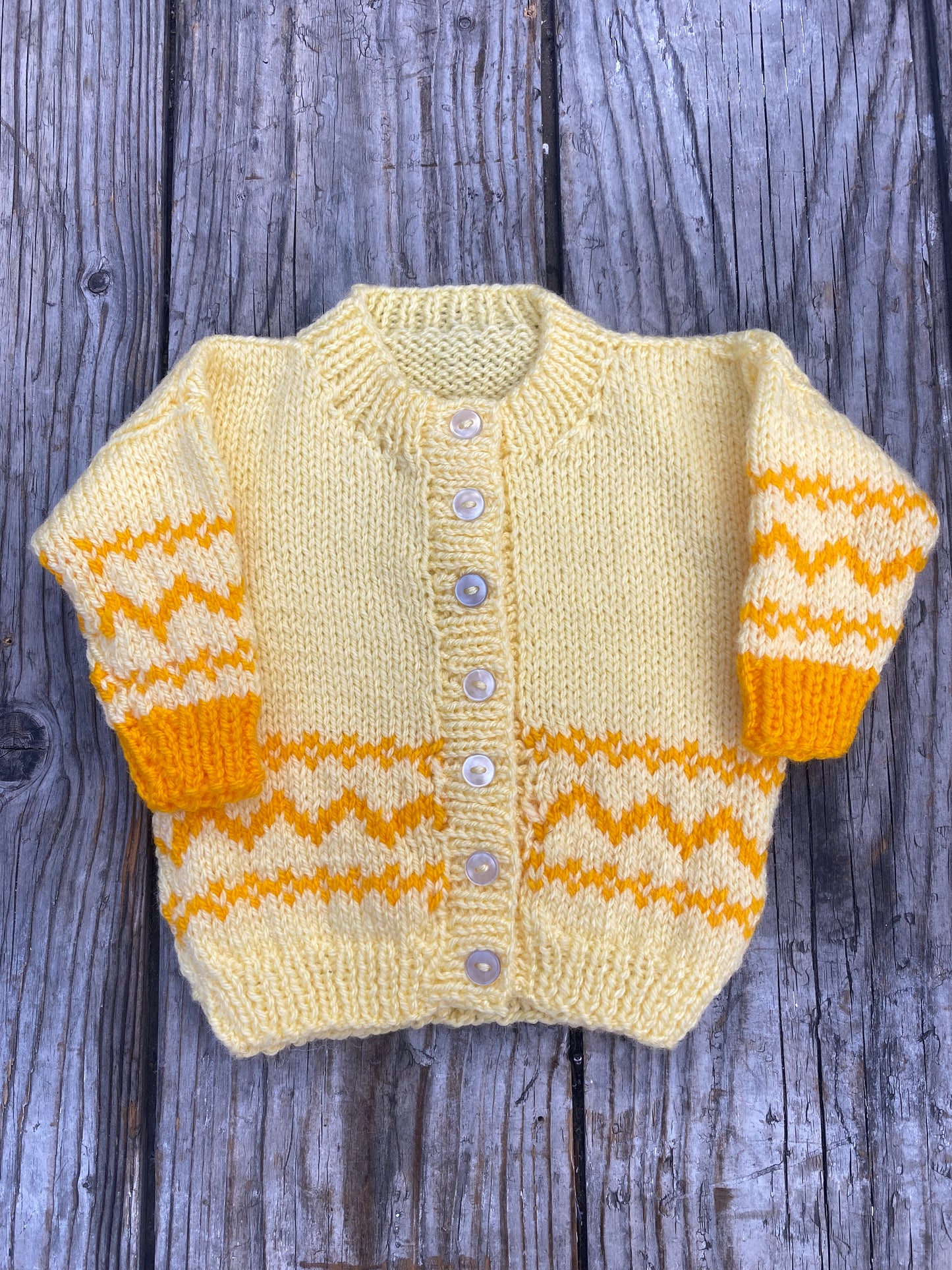 Lemon yellow chevron cardigan (0-3 months)