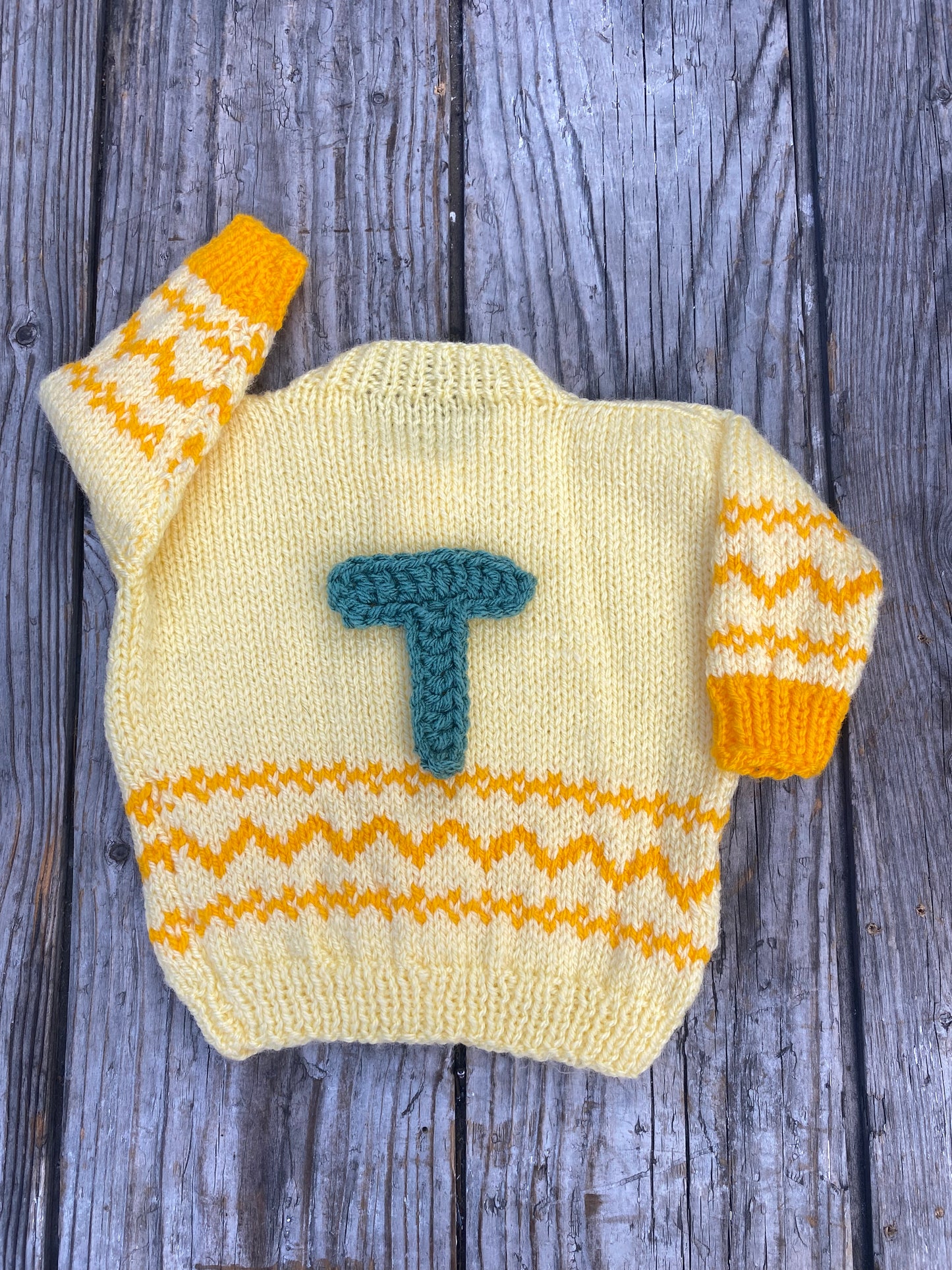 Lemon yellow chevron cardigan (0-3 months)