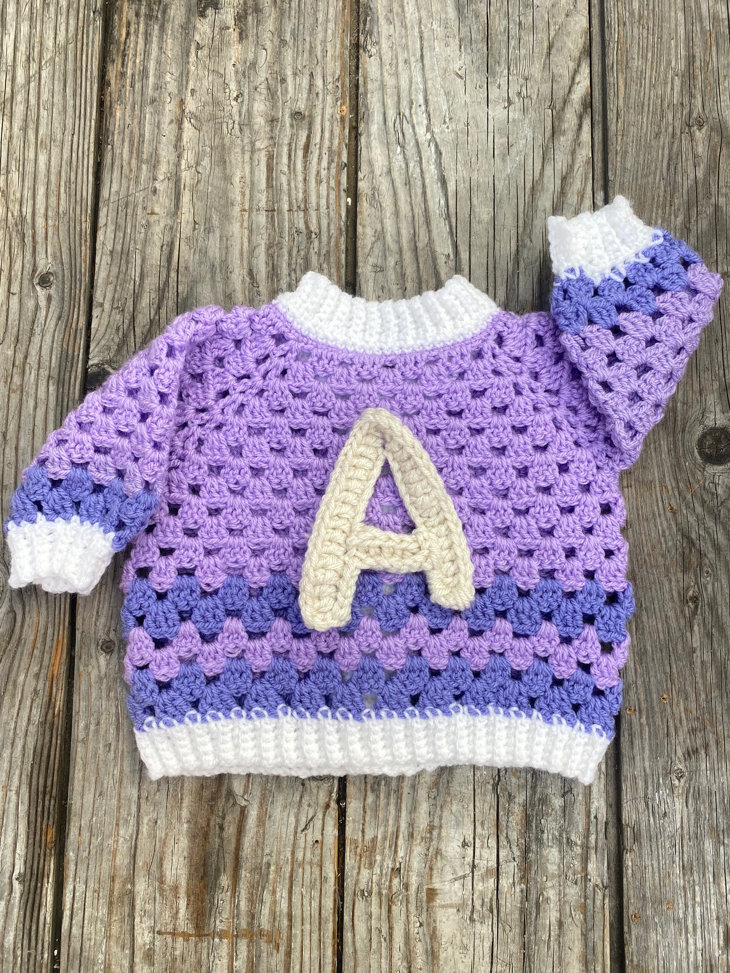 Purple crochet cardigan (3-6 months)
