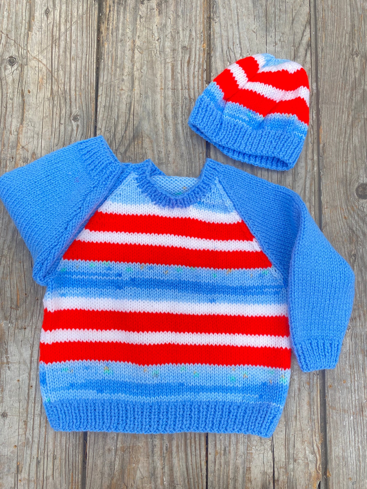 Blue and red stripe raglan jumper (18-24 months)