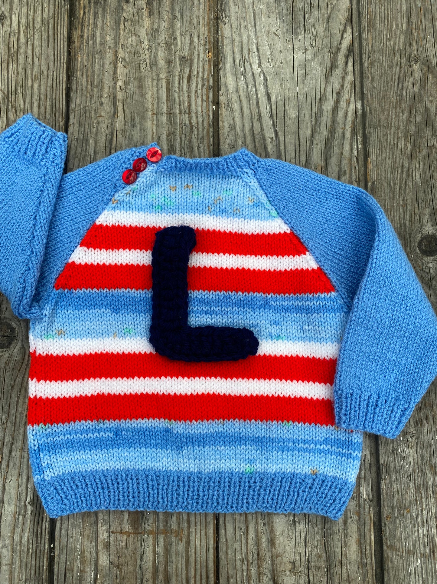 Blue and red stripe raglan jumper (18-24 months)