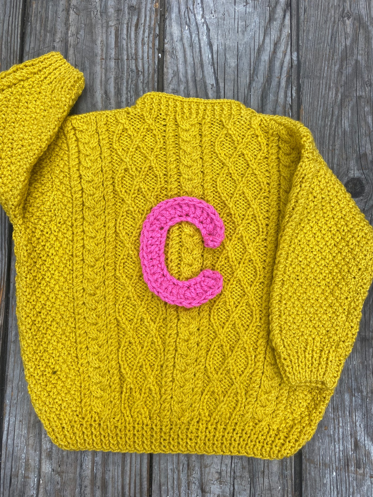 Mustard yellow cable stitch cardigan (18-24 months)