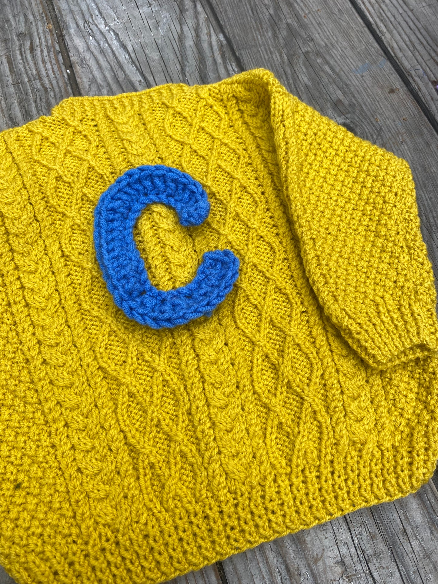 Mustard yellow cable stitch cardigan (18-24 months)
