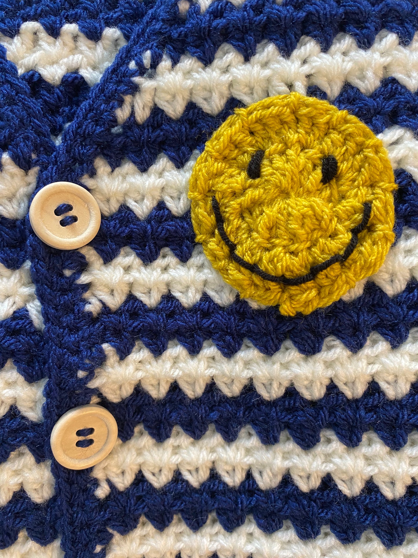 Navy & ecru stripe crochet waistcoat (2-3 years)
