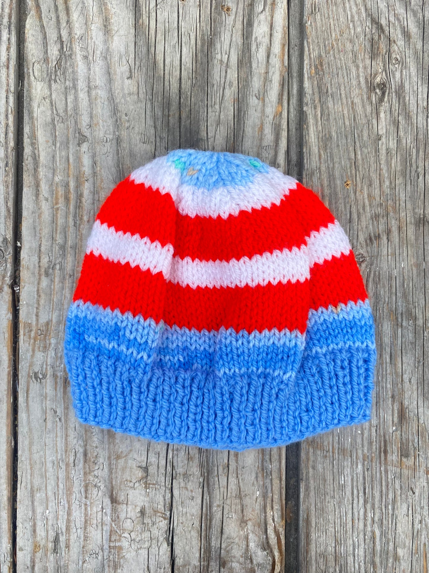 Blue, red and white hat (6-12 months)