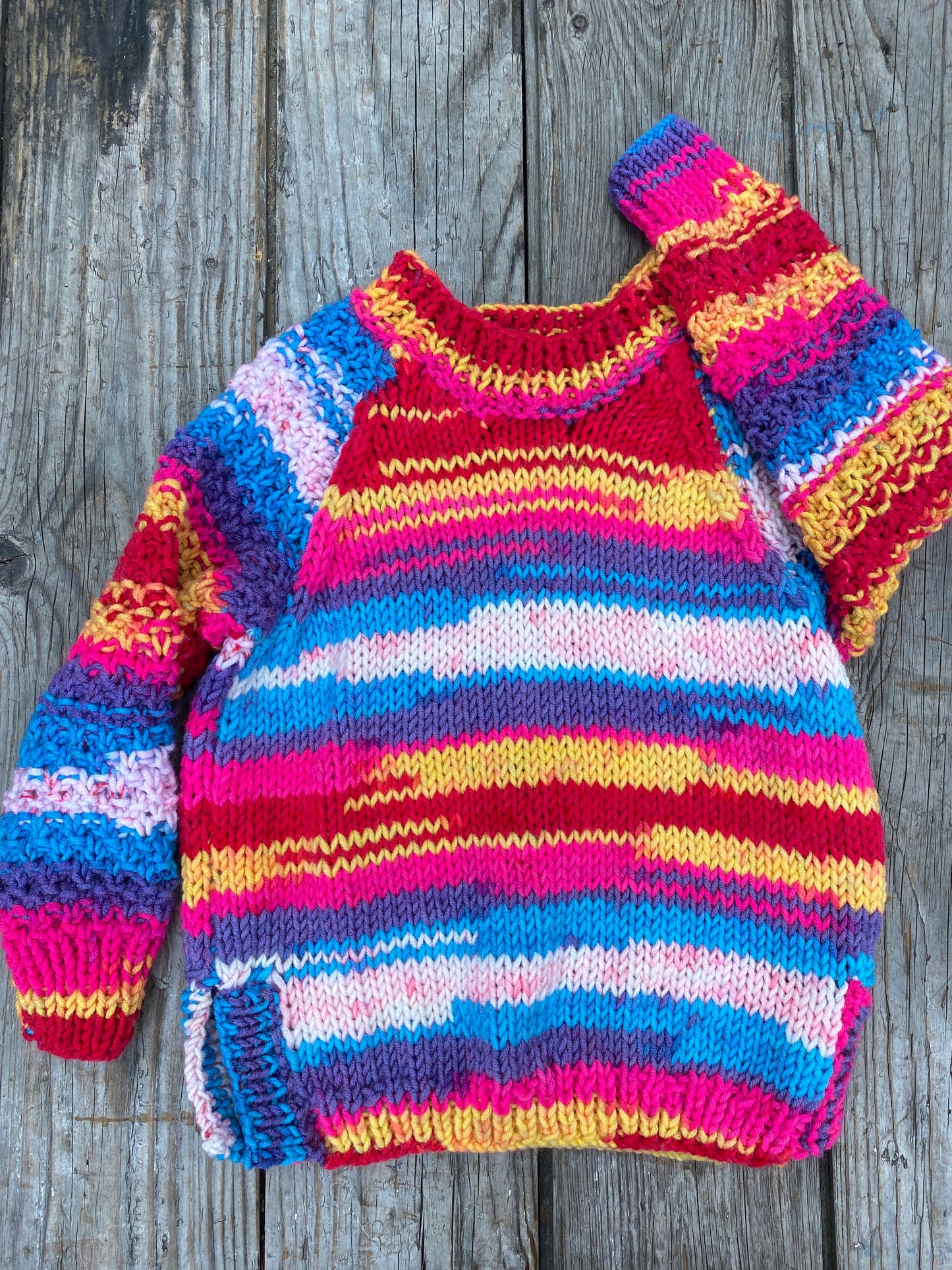 Rainbow spacedyed chunky knit jumper (6-7 years)