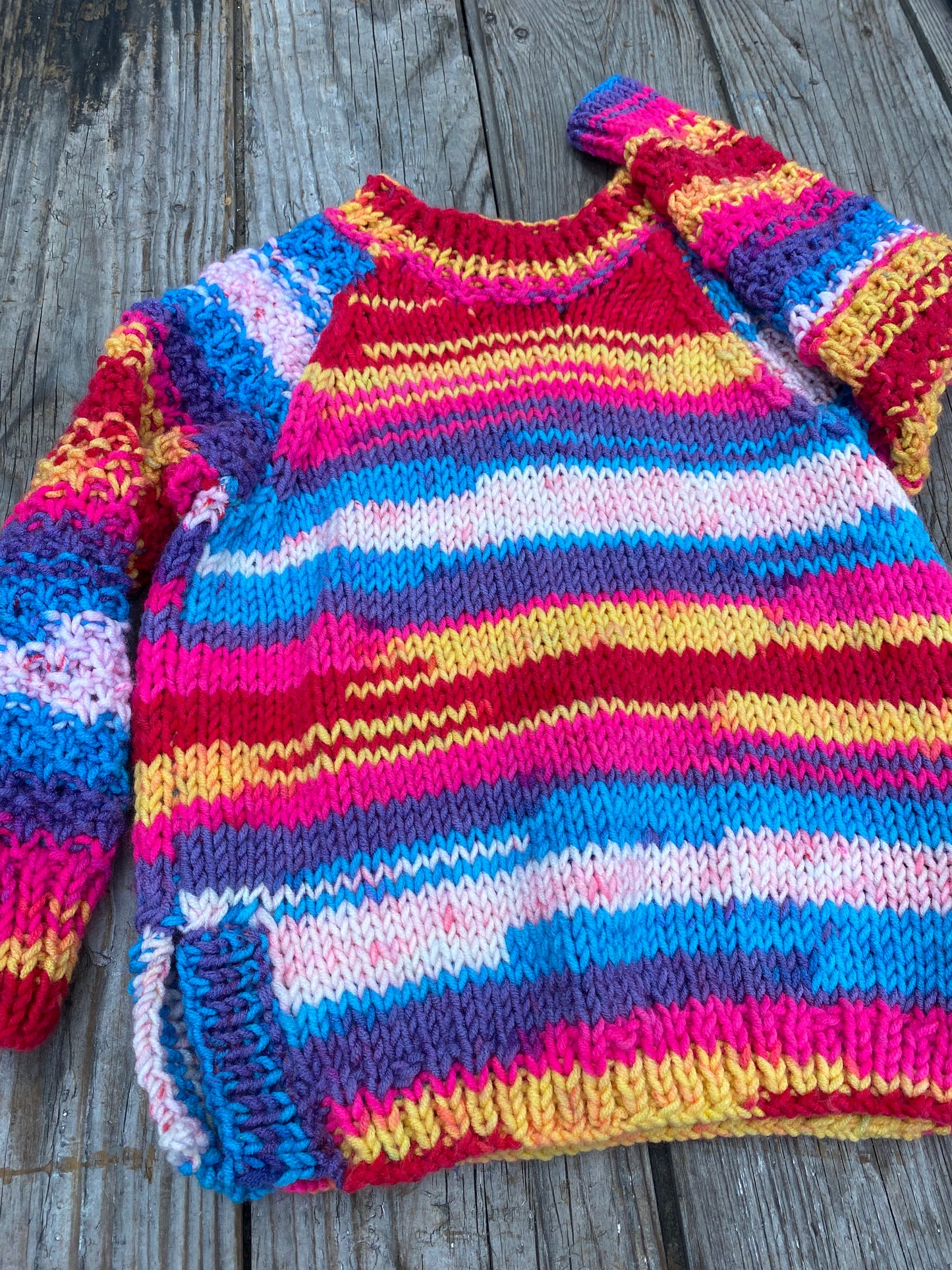 Rainbow spacedyed chunky knit jumper (6-7 years)
