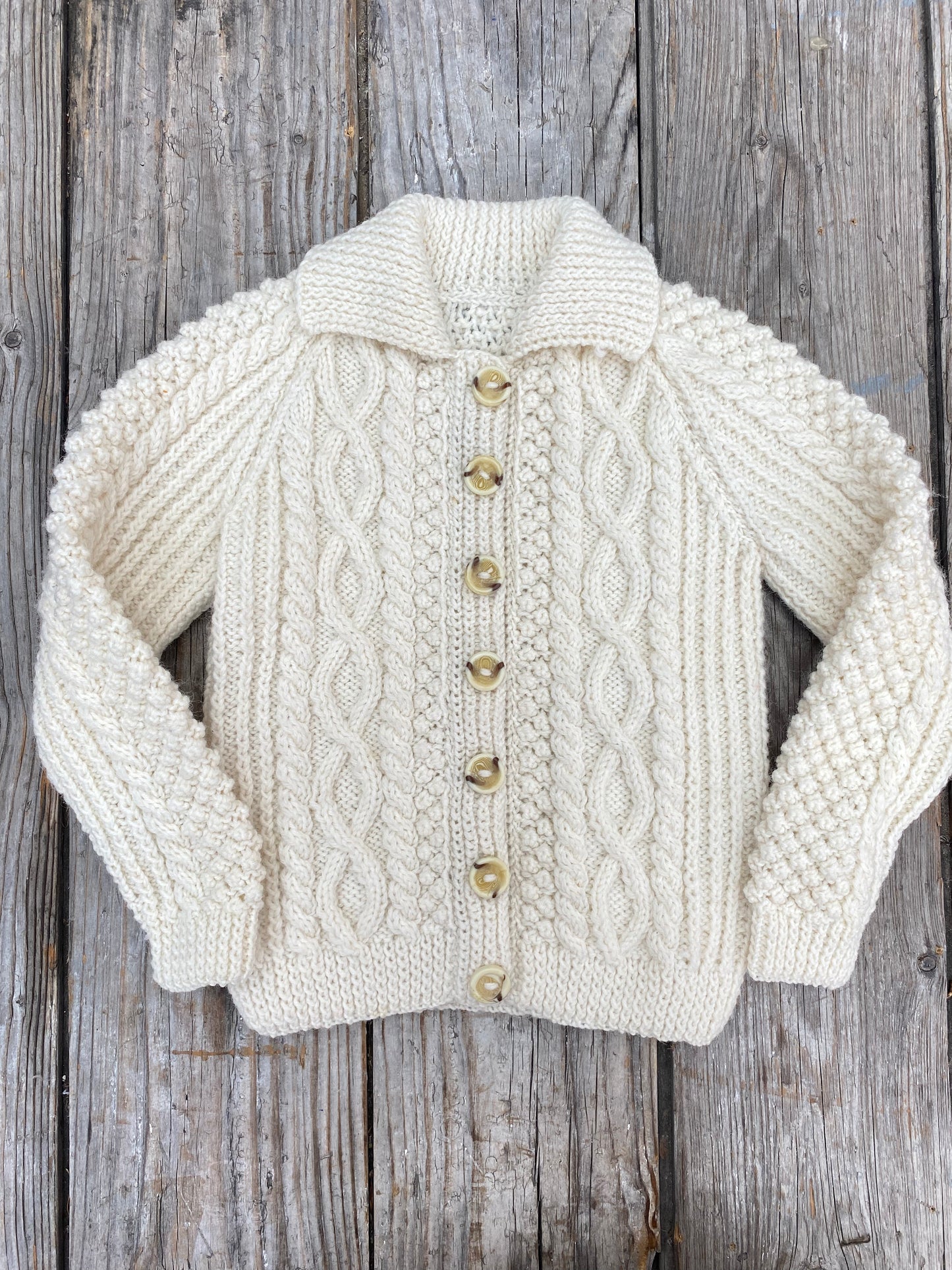 Cream Cable knit collared cardigan (3-4 years)