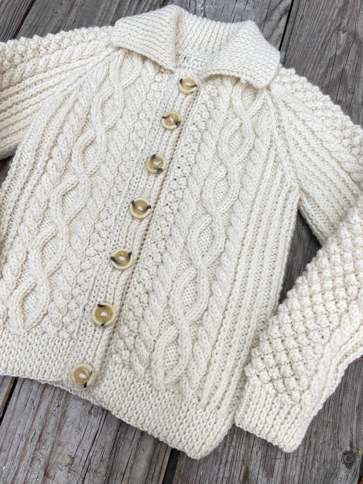 Cream Cable knit collared cardigan (3-4 years)