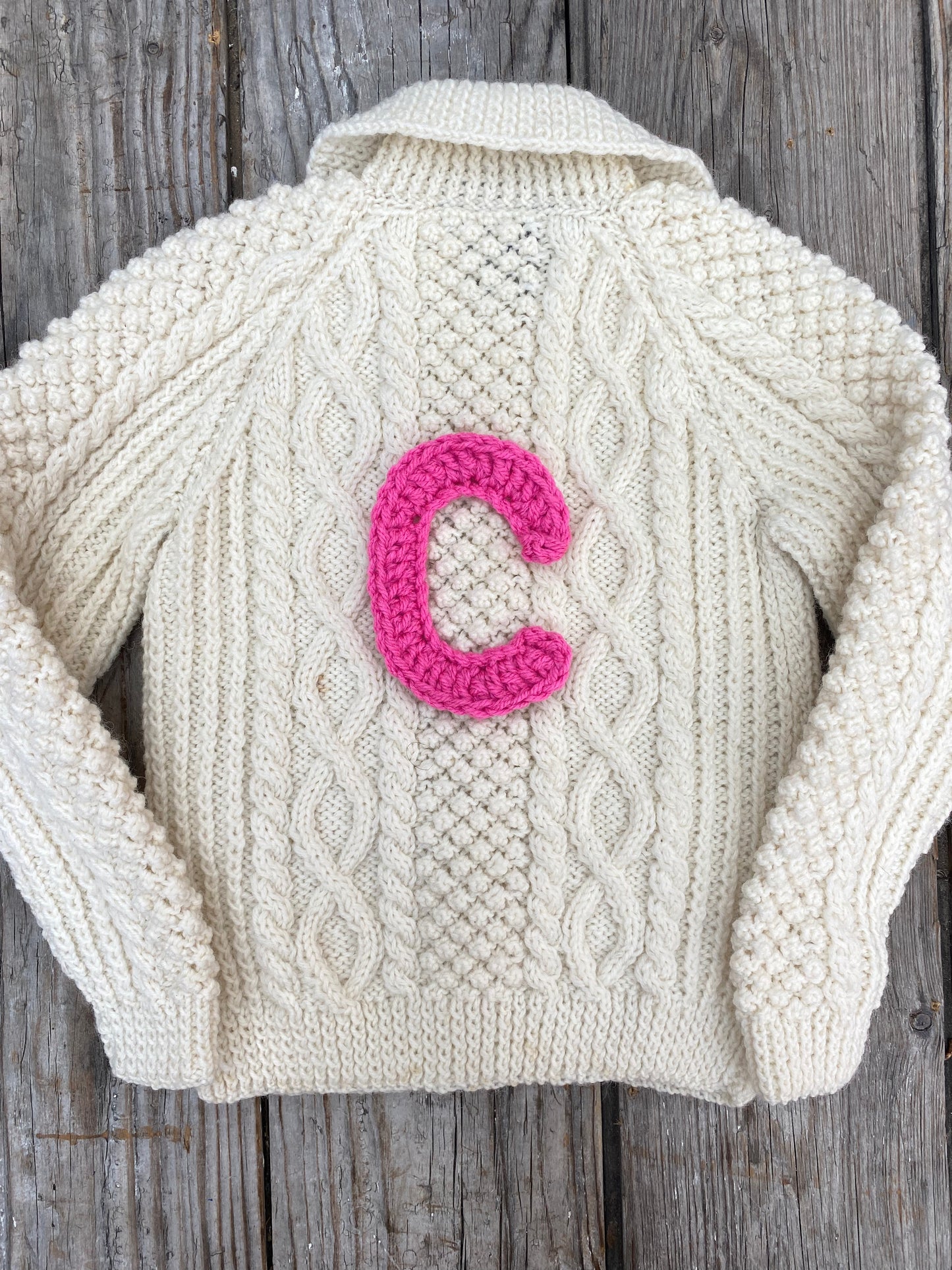Cream Cable knit collared cardigan (3-4 years)