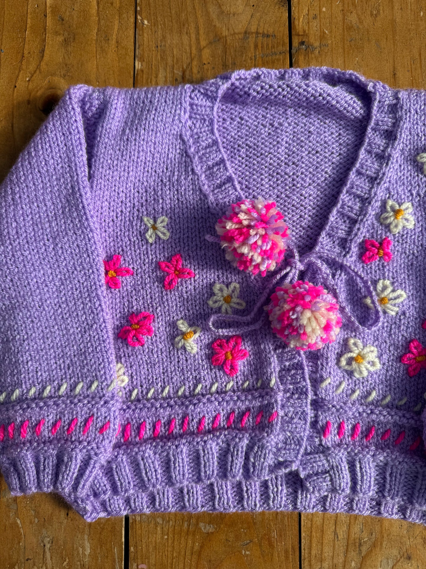Lilac flower embroidery cardigan (2-3 years)