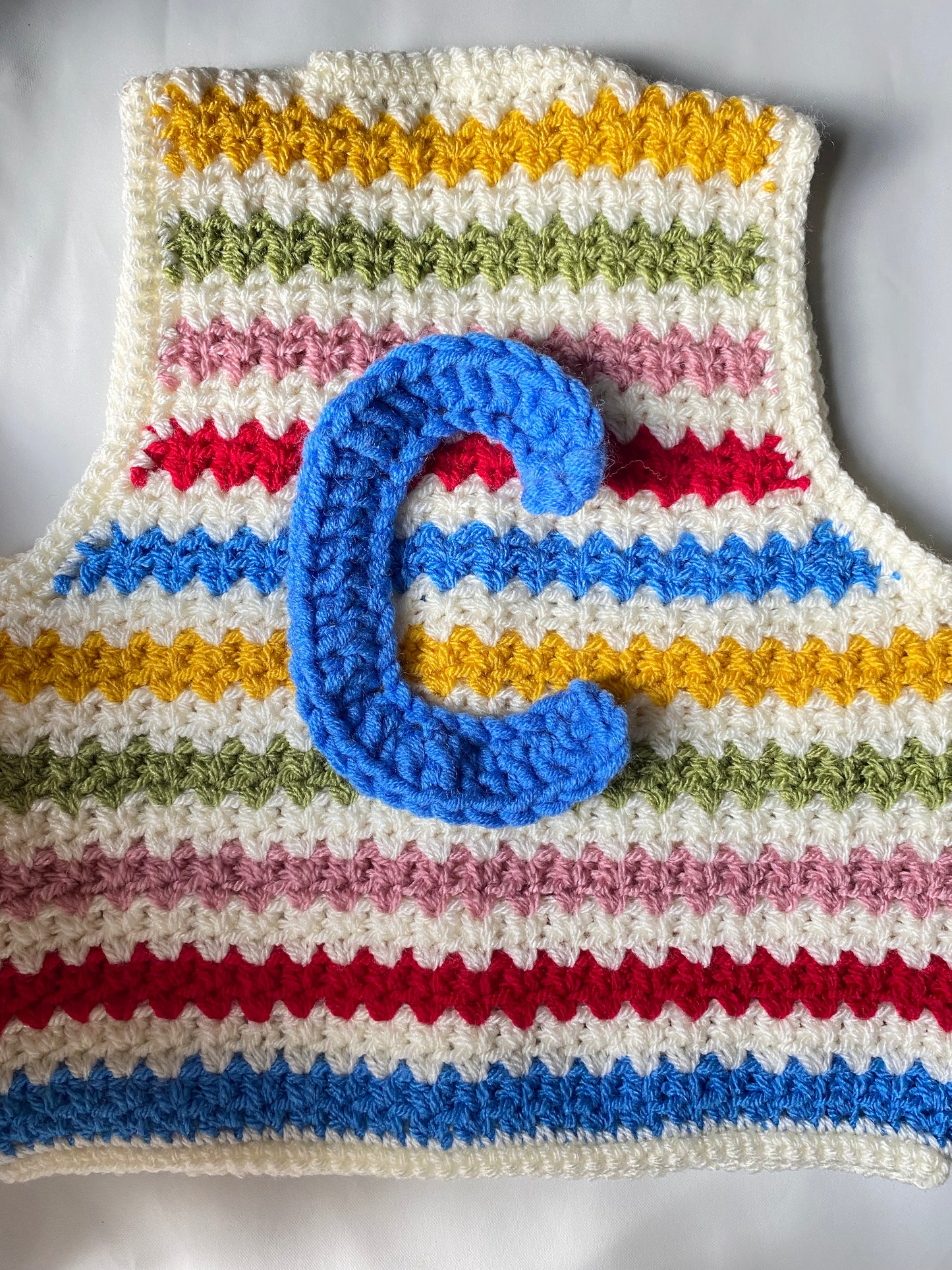 Rainbow stripe crochet waistcoat (2-3 years)