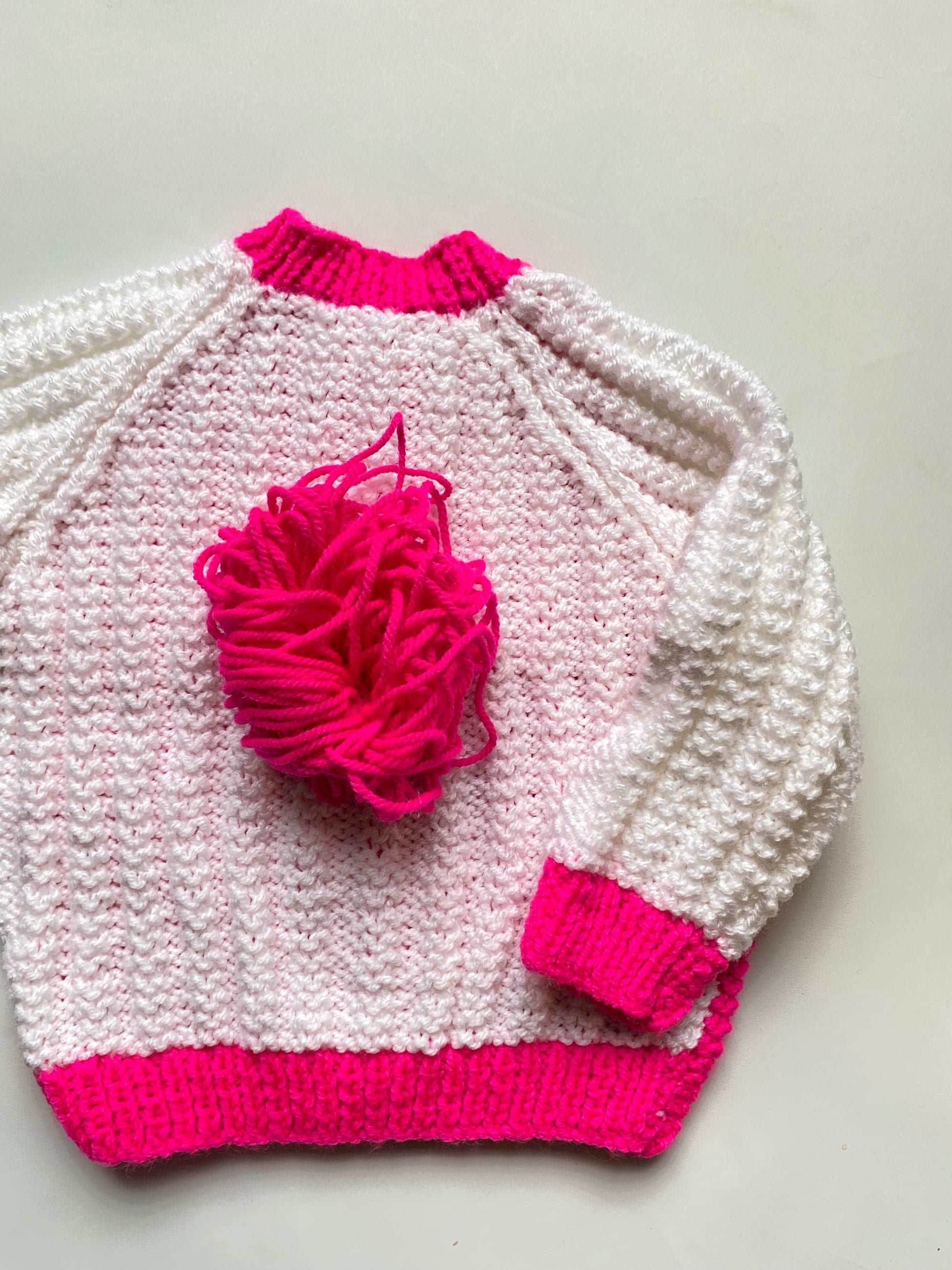 Neon Pink and white colourblock Cardigan (6-12 months) – Knot to Knot