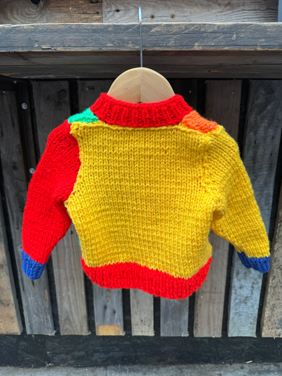 Primary colour-block chunky knit cardigan (1-2 years)