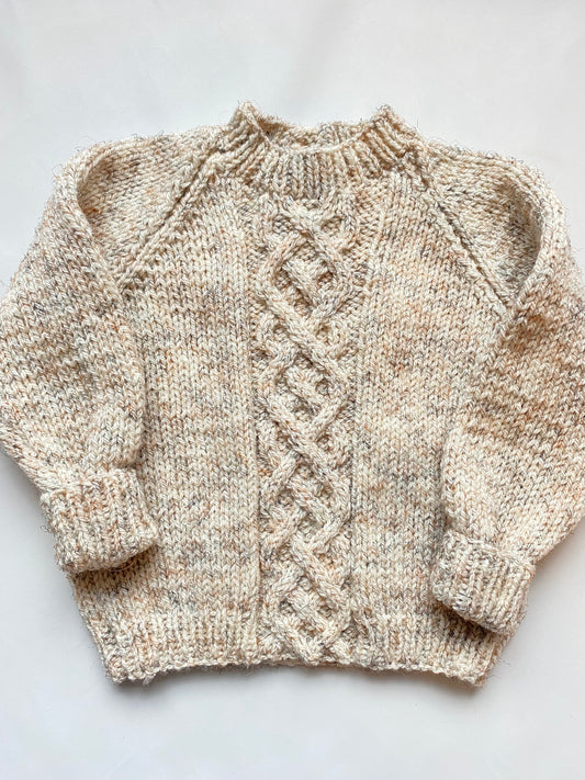 Cream and brown flecked Cable Jumper (2-3 years)