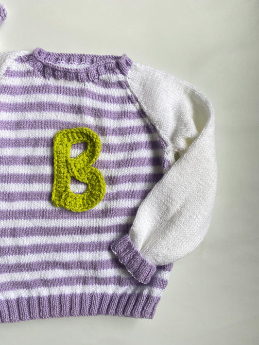 Lilac and white stripe Jumper (3-4 years)