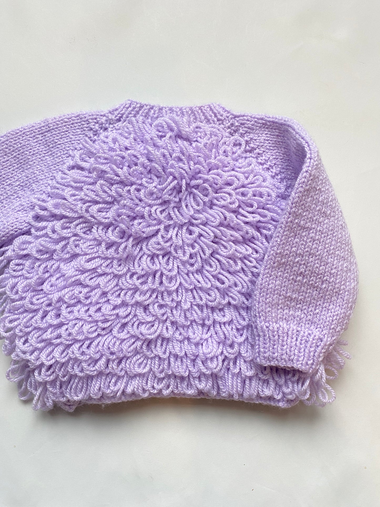 Amazing lilac loop stitch Cardigan (3-6 months)