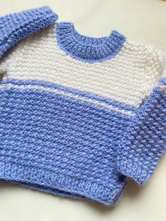 Dusty Blue and White Colourblock Jumper (2-3 years)