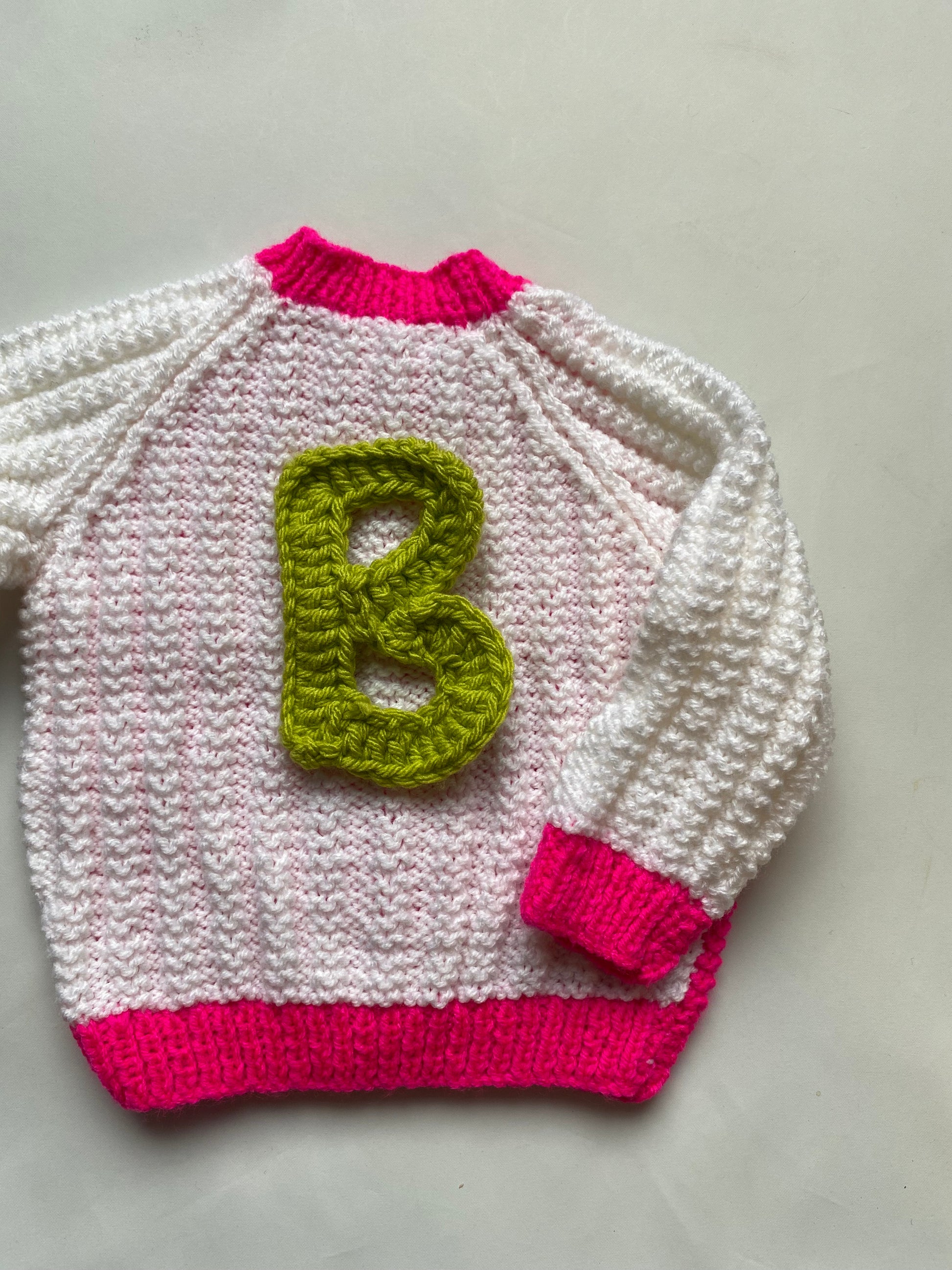 Neon Pink and white colourblock Cardigan (6-12 months) – Knot to Knot