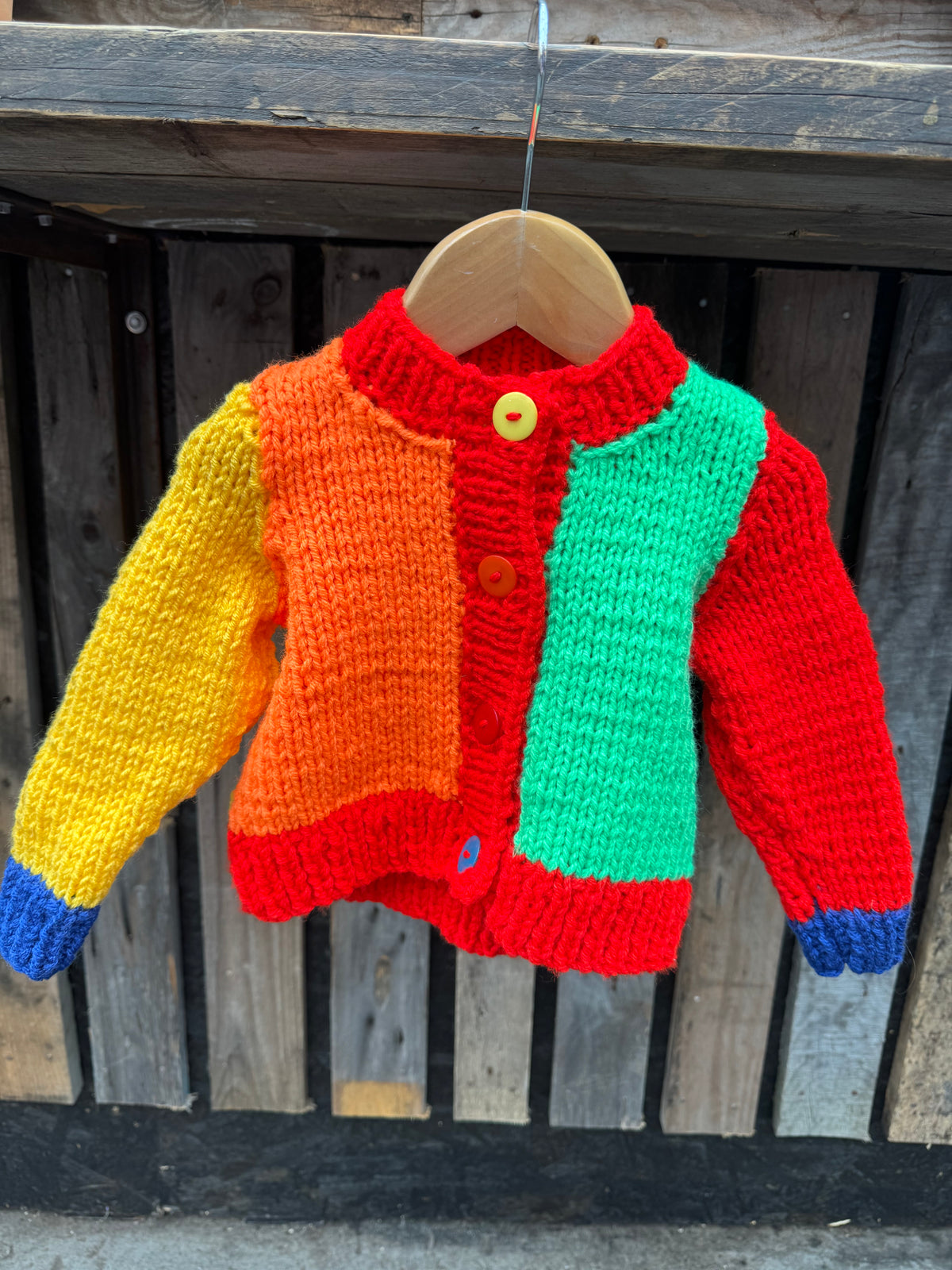 Primary colour-block chunky knit cardigan (1-2 years)